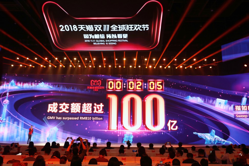 Spending is celebrated at the 11.11 Global Shopping Festival in Shanghai in 2018. Photo: Simon Song