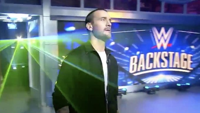CM Punk enters the ‘WWE Backstage’ studio. Photo: WWE on Fox
