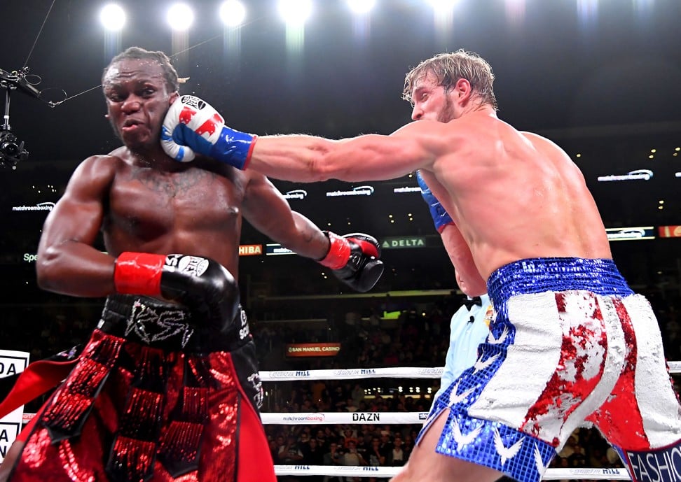 Logan Paul (right) lands a punch on KSI during their fight in Los Angeles. Photo: Getty Images via AFP