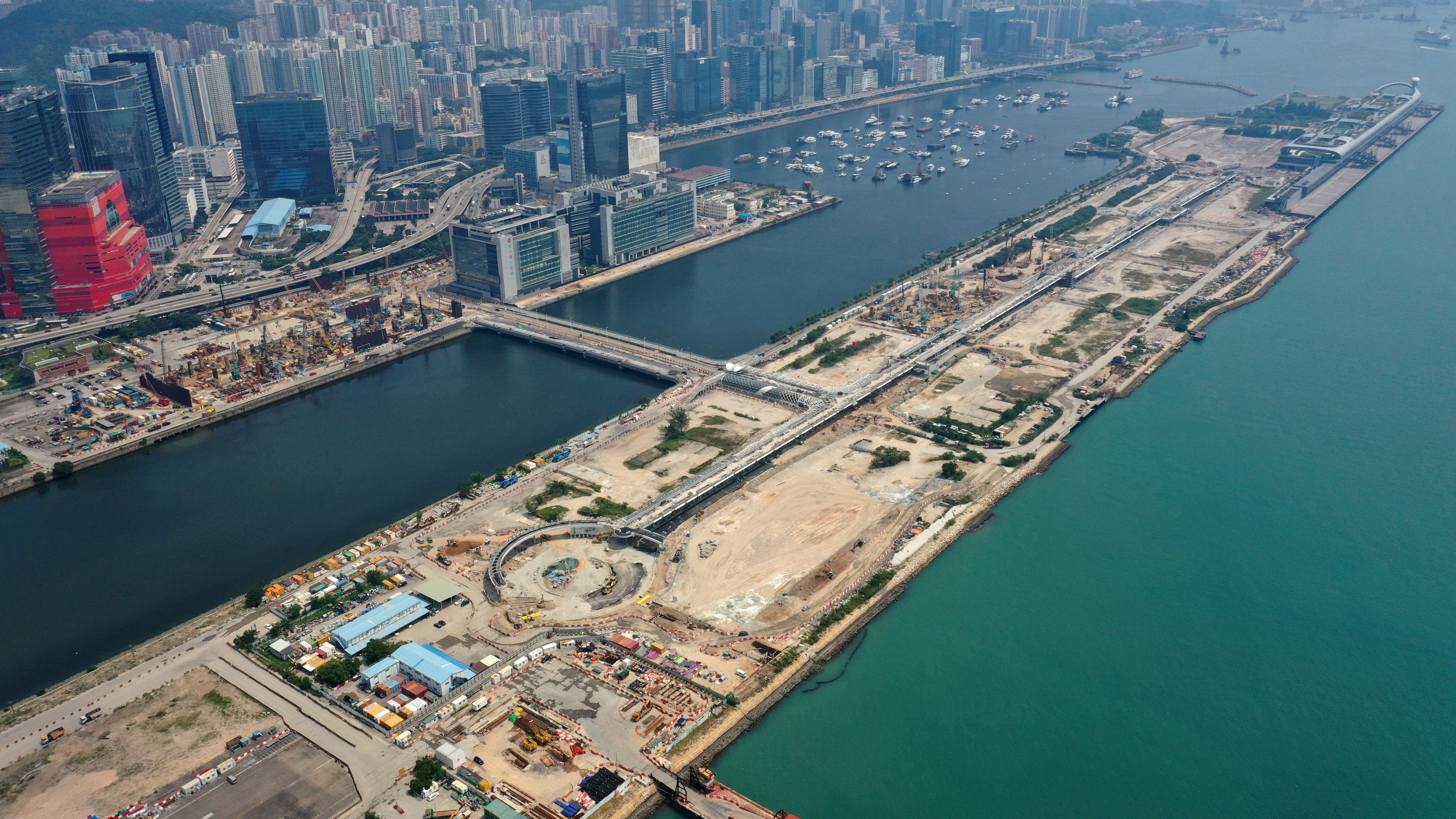 Aerial drone view of Kai Tak on 27 September 2019, where residential buildings are under construction. Photo: Martin Chan