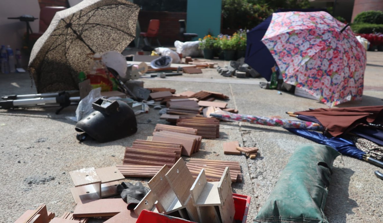 Materials for weapons at PolyU. Photo: Kathleen Magramo