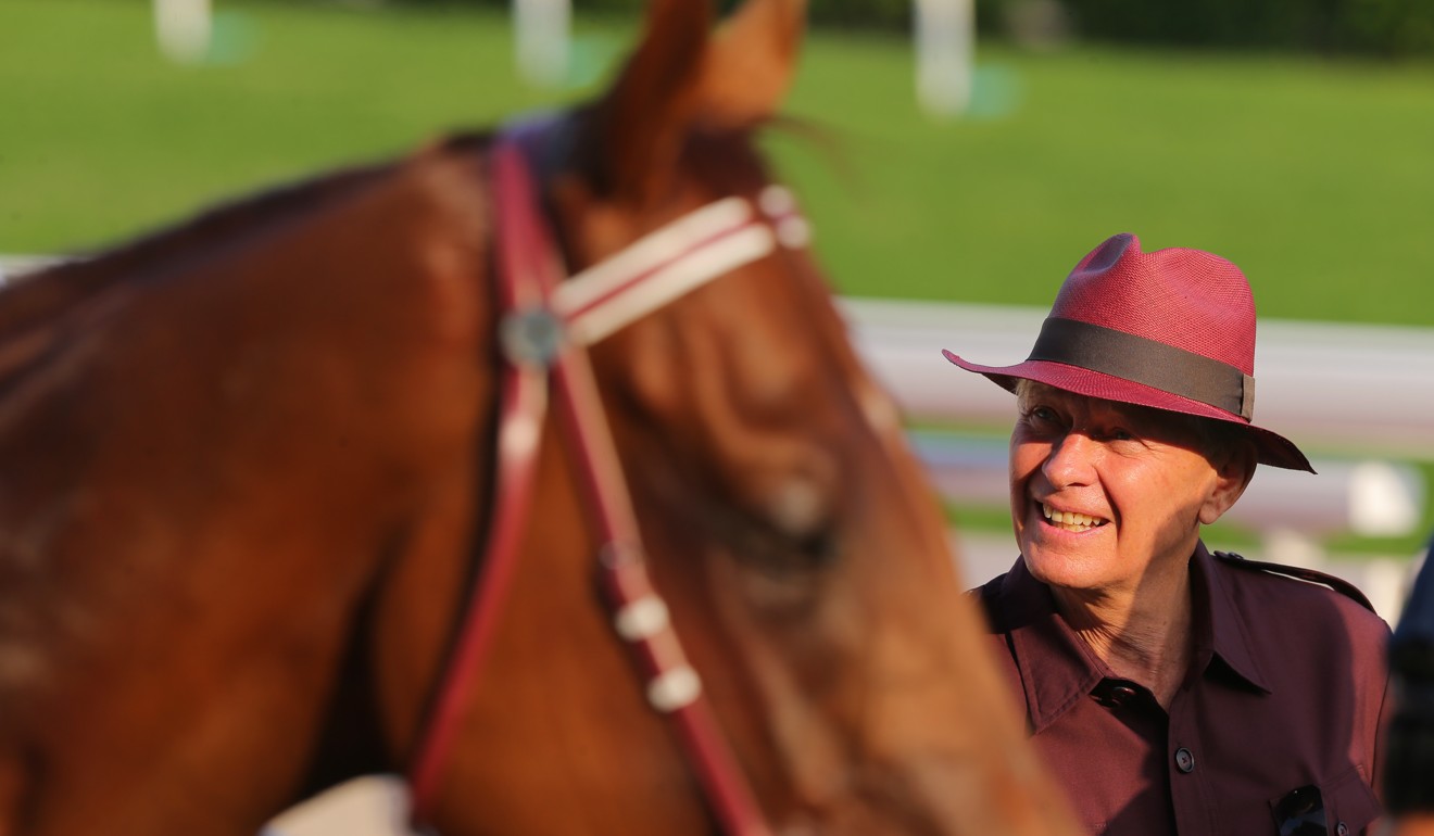 John Moore admires Aethero after his stunning victory.