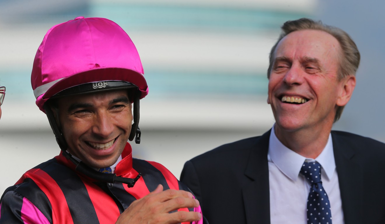 John Size and Joao Moreira share a laugh after Waikuku’s win.