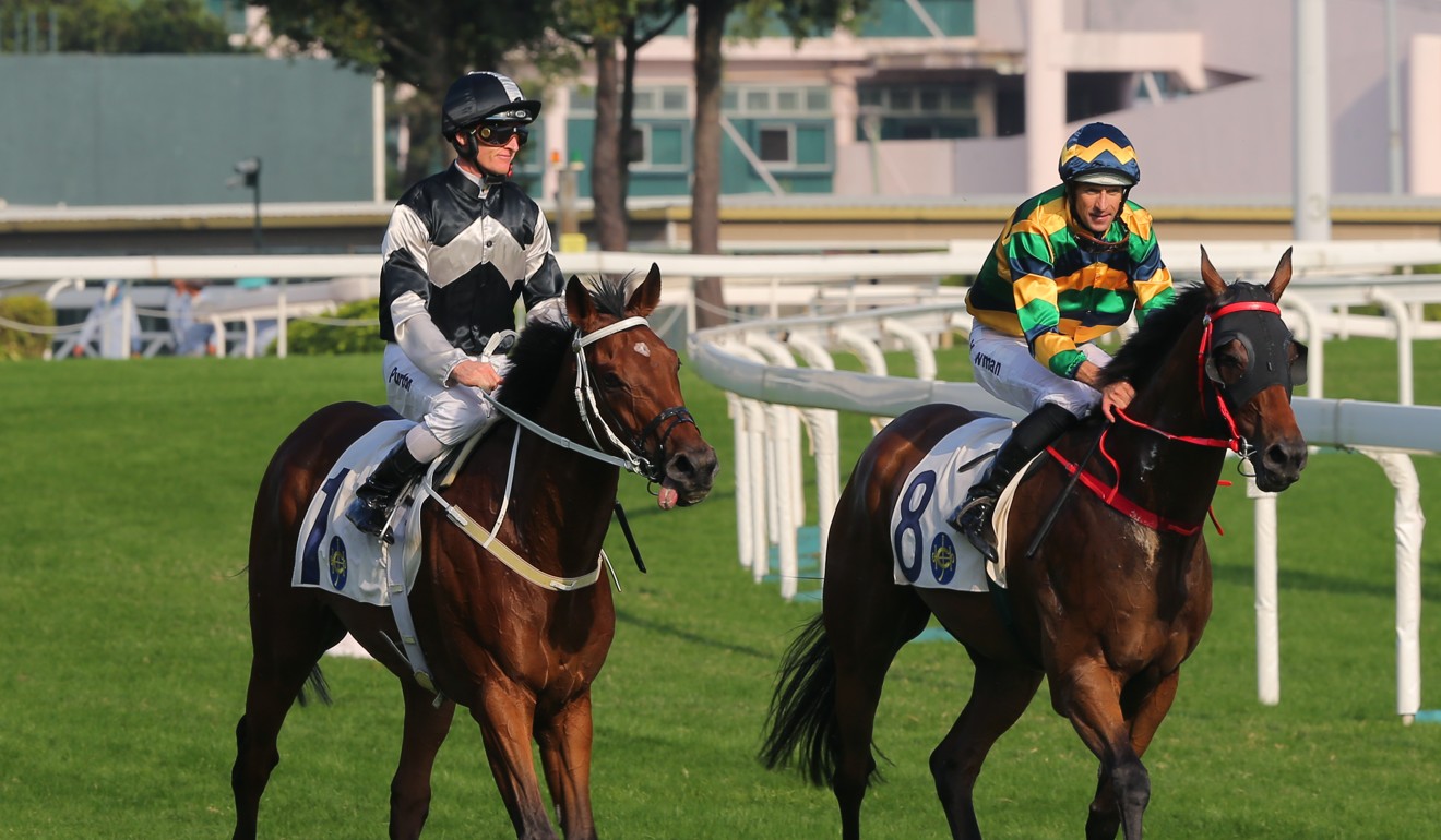 Hugh Bowman (right) after running second on Furore to Exultant.