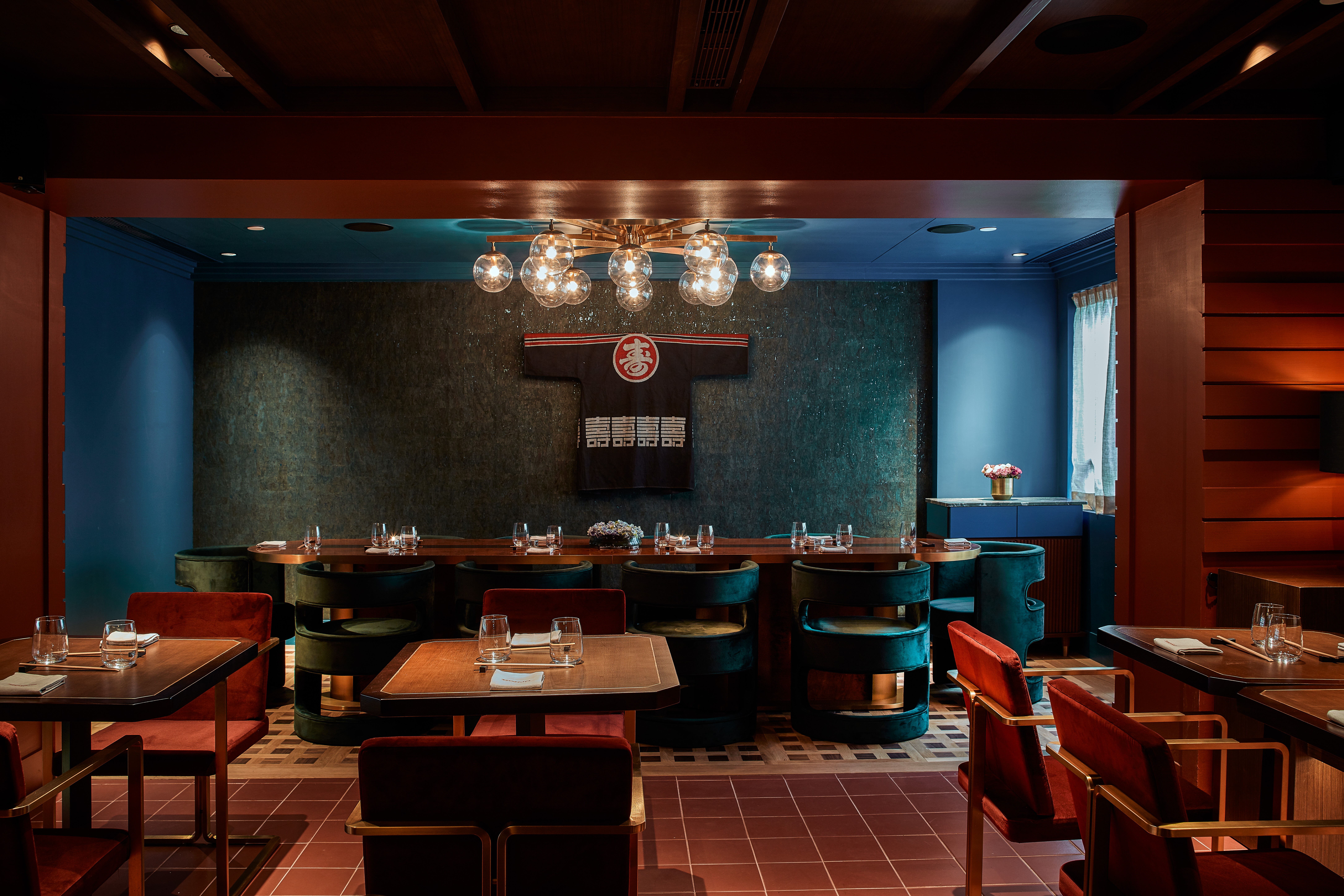 The interior of Honjo restaurant, in Sheung Wan, designed by Hong Kong-based studio Charlie & Rose.