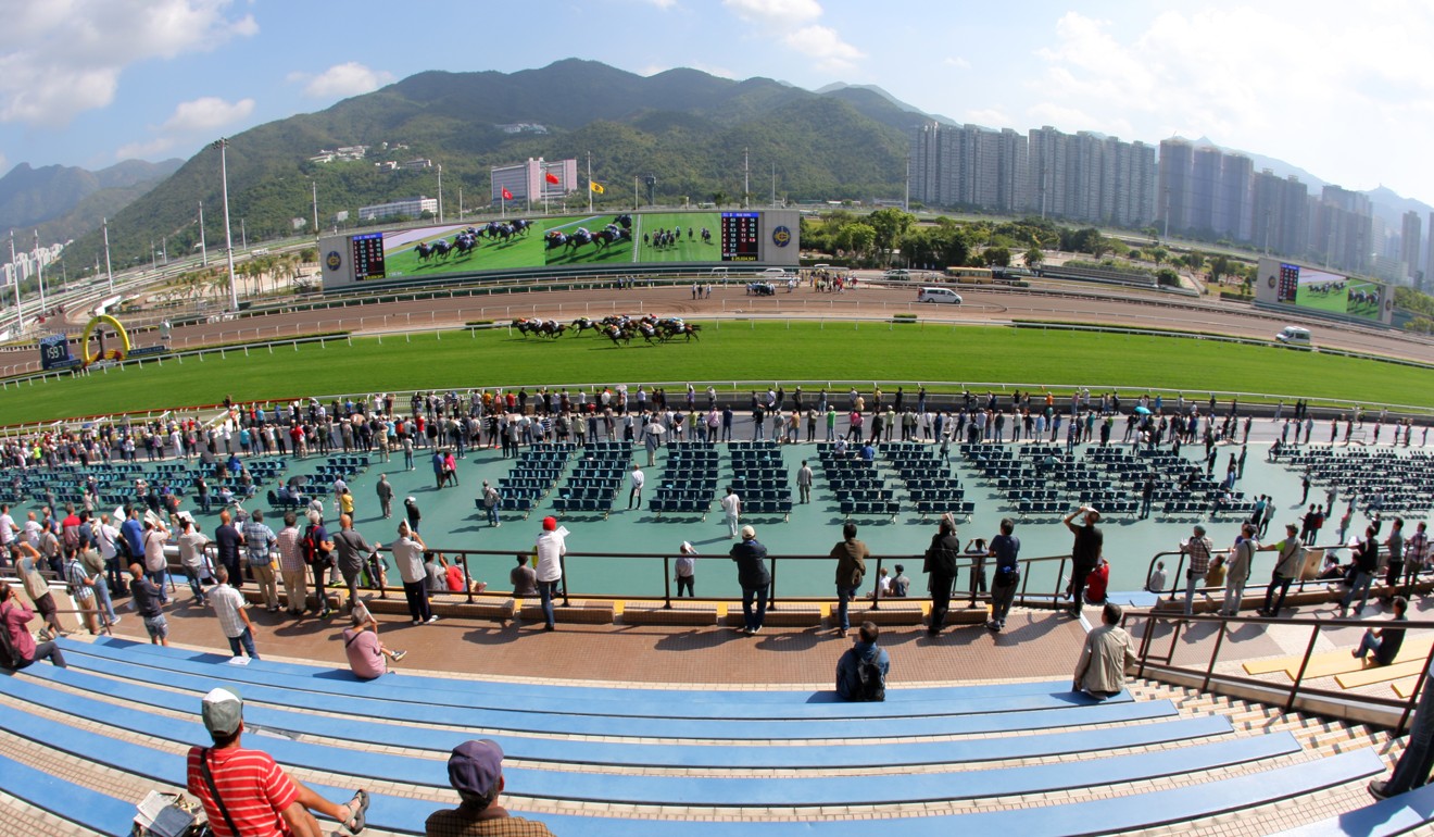 A small crowd at Sha Tin watches the races on Sunday.