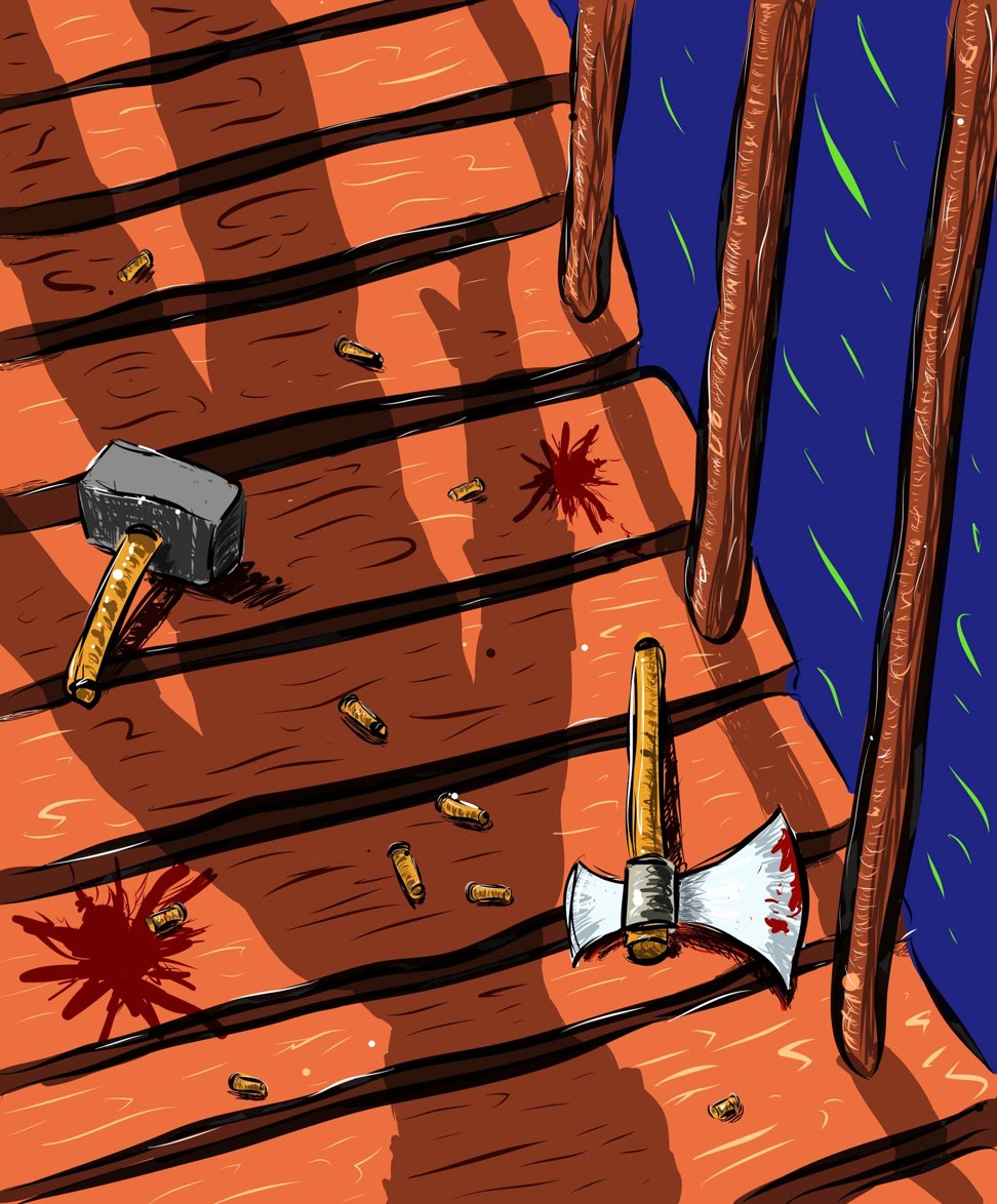 Weapons and spent ammunition were all that remained on the jetty. Illustration: Mario Riviera