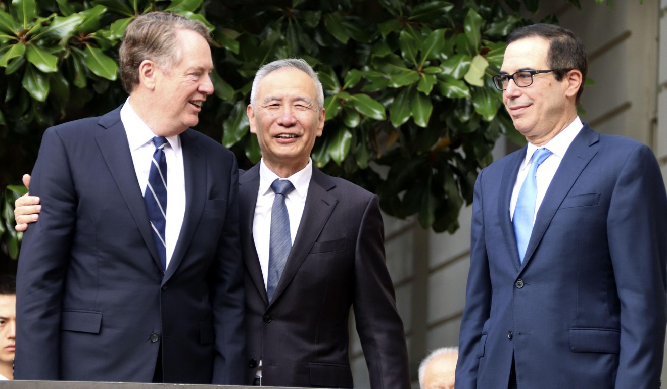 Chinese Vice-Premier Liu He spoke to US Trade Representative Robert Lighthizer (left) and Treasury Secretary Steven Mnuchin over the weekend. Photo: Kyodo