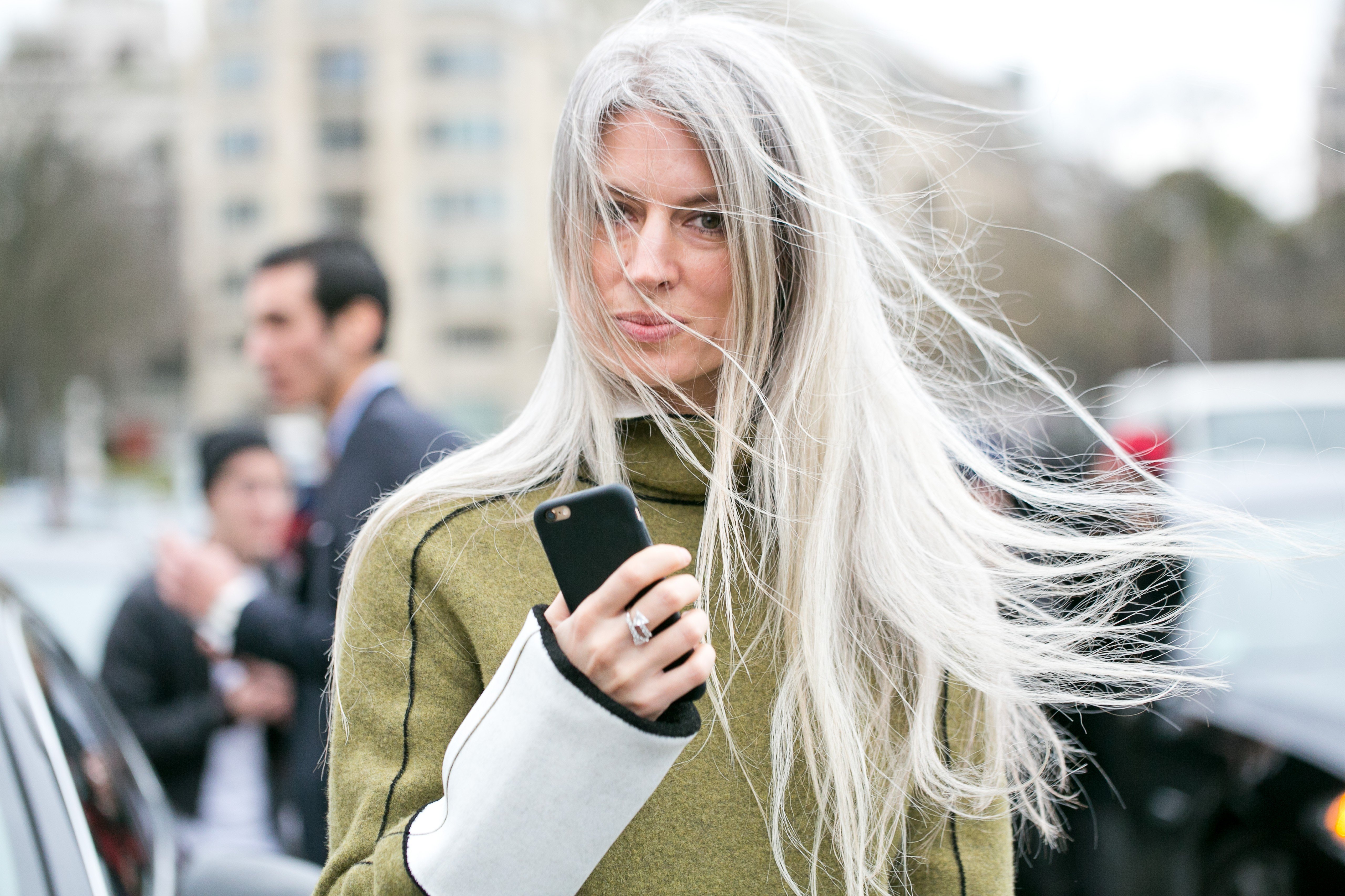 British Vogue’s editor Sarah Harris has had grey hair since her teens. Photo: Shutterstock