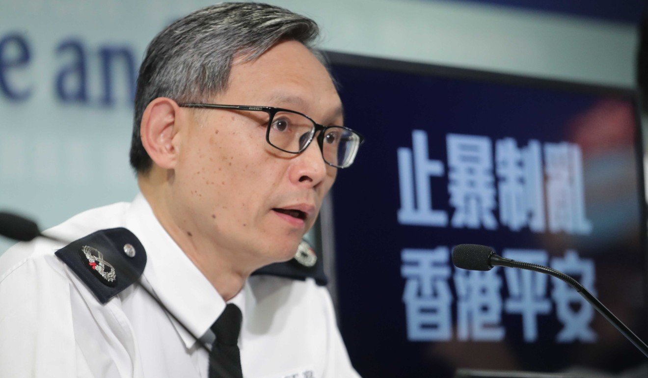 Cheuk Hau-yip, regional commander of Kowloon West speaks at a press conference. Photo: Edmond So
