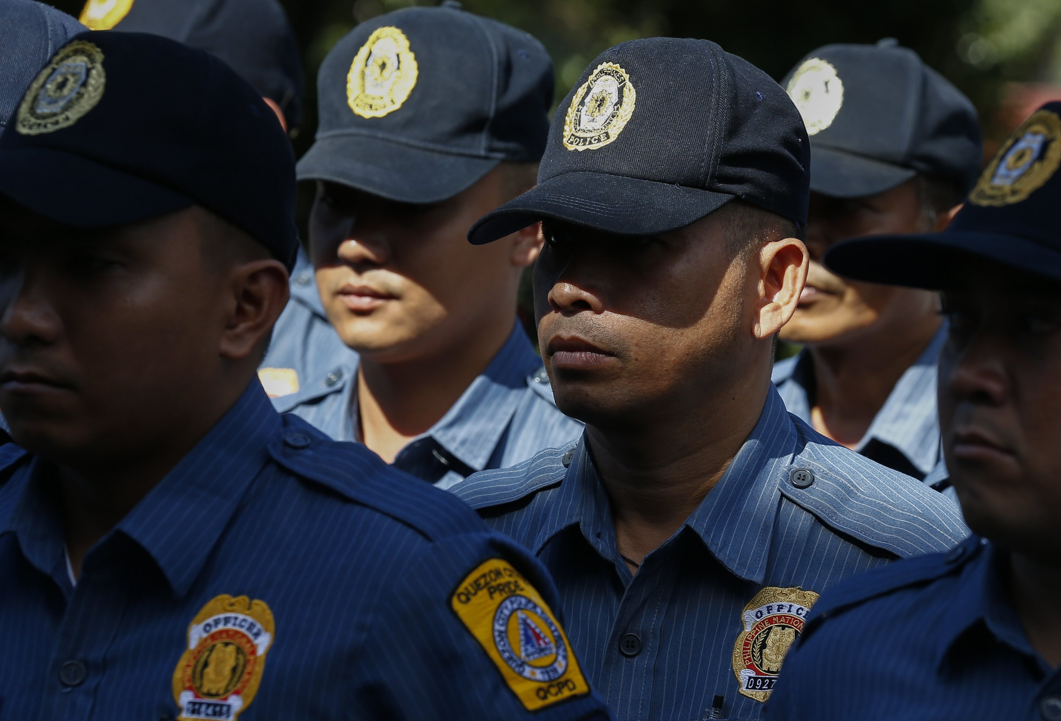 Philippine police gather for a briefing in Quezon City, east of Manila. Photo: EPA