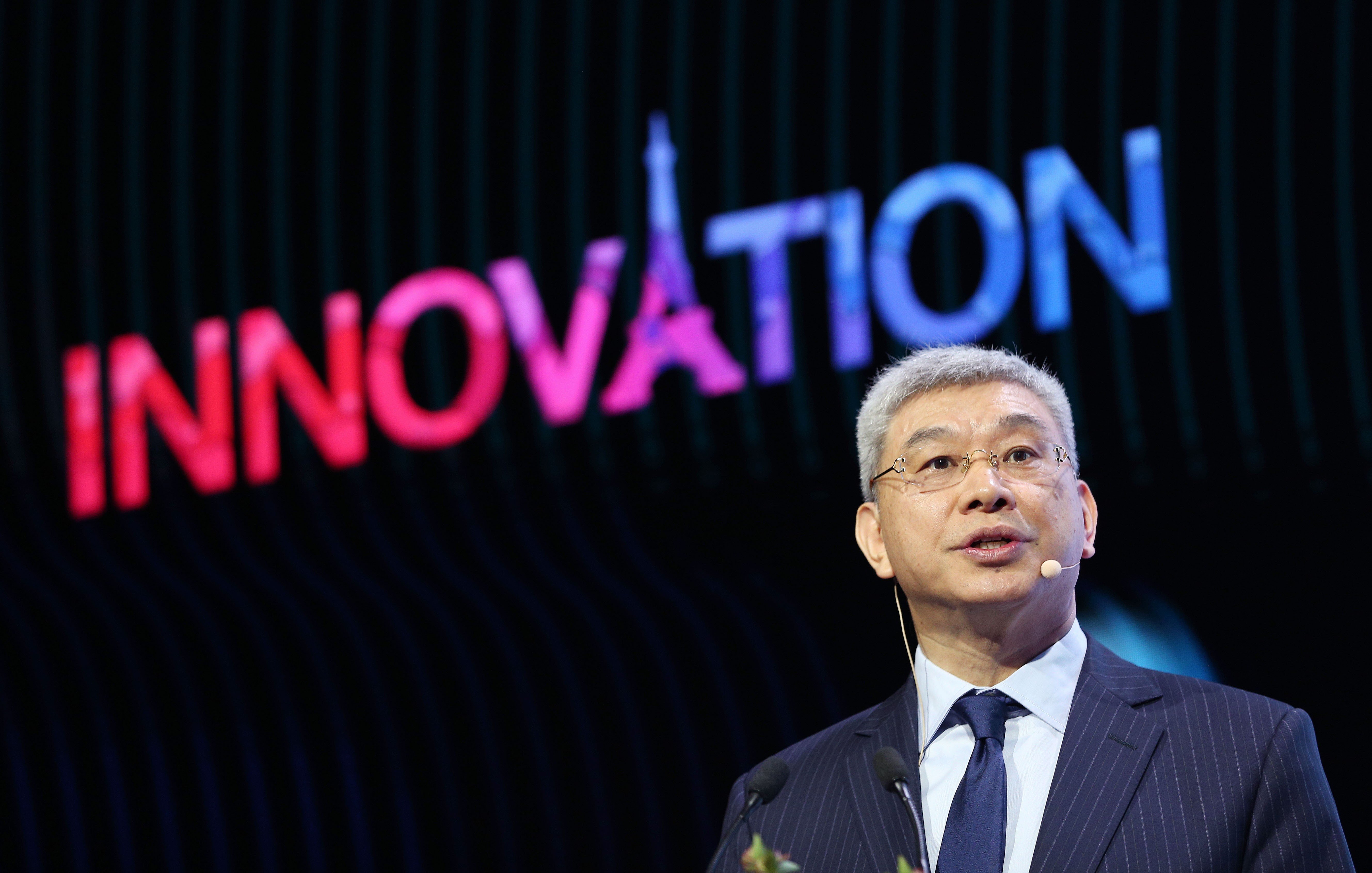 William Xu, president of Huawei’s Institute of Strategic Research, speaks at a news conference on innovation in Paris on November 4. Photo: Xinhua