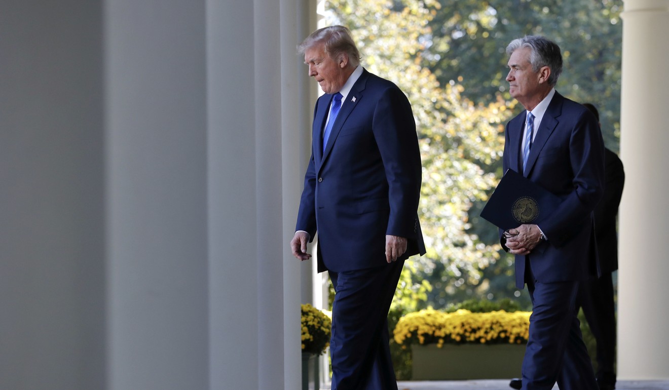 US President Donald Trump is seen with then-Federal Reserve board member Jerome Powell before announcing Powell as his nominee for the next Fed chair in November 2017. Since then, Trump has repeatedly attacked Powell for not dropping rates further. Photo: AP