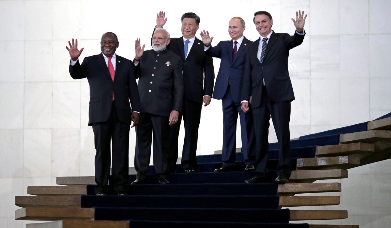 Narendra Modi with other leaders of the BRICS countries at a summit in Brasilia. Photo: Reuters