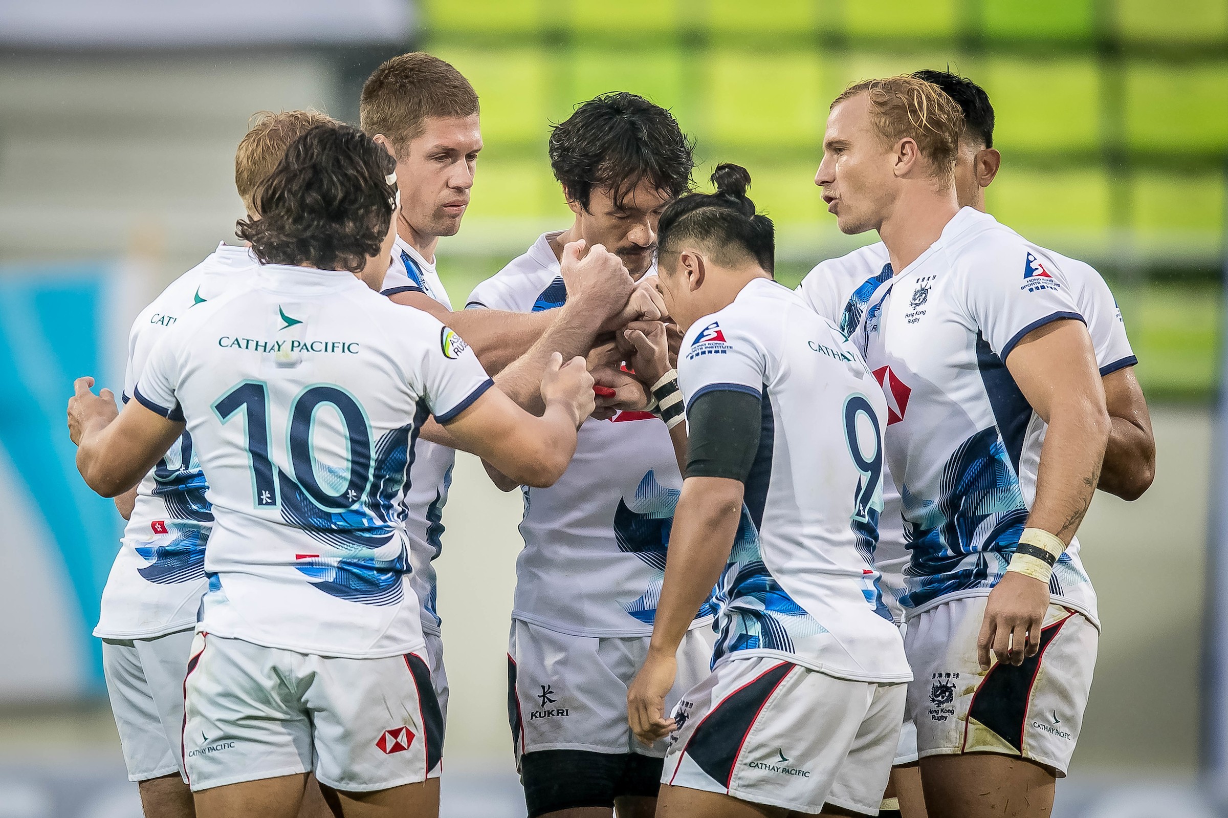 Hong Kong men’s sevens team is now one win away from the Olympics. Photo: HKRU