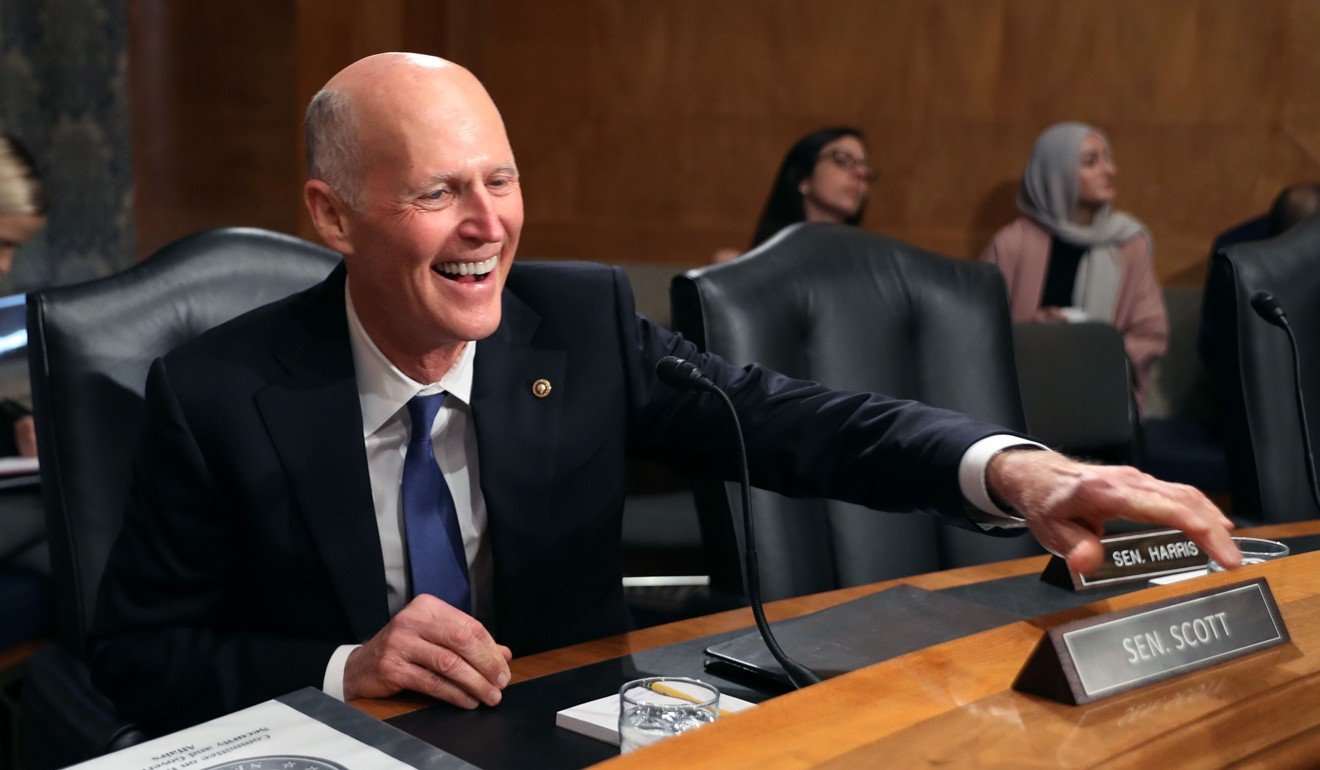 WASHINGTON, DC - NOVEMBER 14: Senate Homeland Security and Governmental Affairs Committee member Sen. Rick Scott (R-FL) arrives for the confirmation hearing for Peter Gaynor to be the next director of the Federal Emergency Management Administration in the Dirksen Senate Office Building on Capitol Hill November 14, 2019 in Washington, DC. Currently serving as deputy administrator of FEMA, Gaynor was nominated after the White House withdrew its previous nominee, Jeffrey Byard, over an accusation he was involved in a possible barroom altercation. Chip Somodevilla/Getty Images/AFP (Photo by CHIP SOMODEVILLA / GETTY IMAGES NORTH AMERICA / AFP)