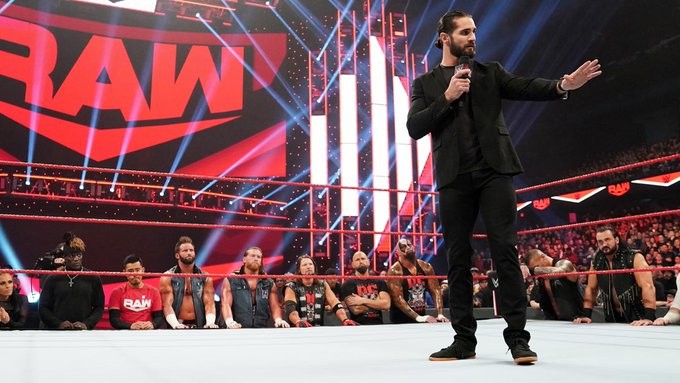 Seth Rollins addresses the Raw locker room on Monday. Photo: WWE