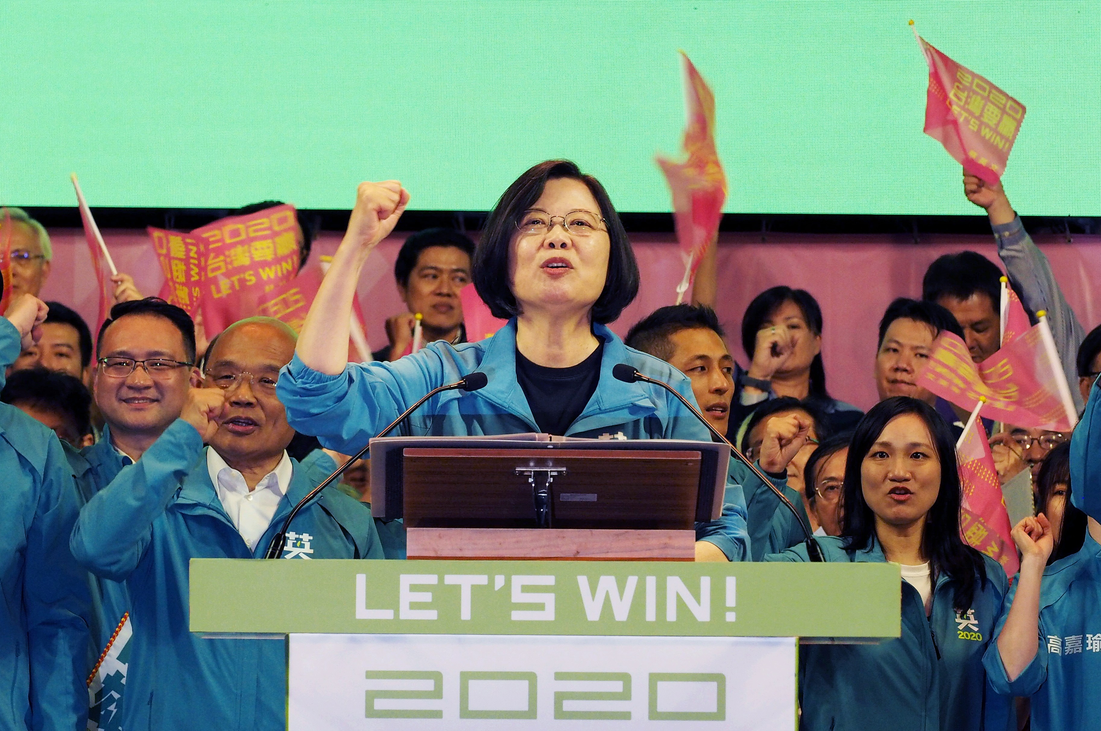 Taiwanese President Tsai Ing-wen speaks at a campaign rally in Taipei, on November 17. Tsai, from the pro-independence DPP, is seeking re-election on January 11. Photo: EPA-EFE