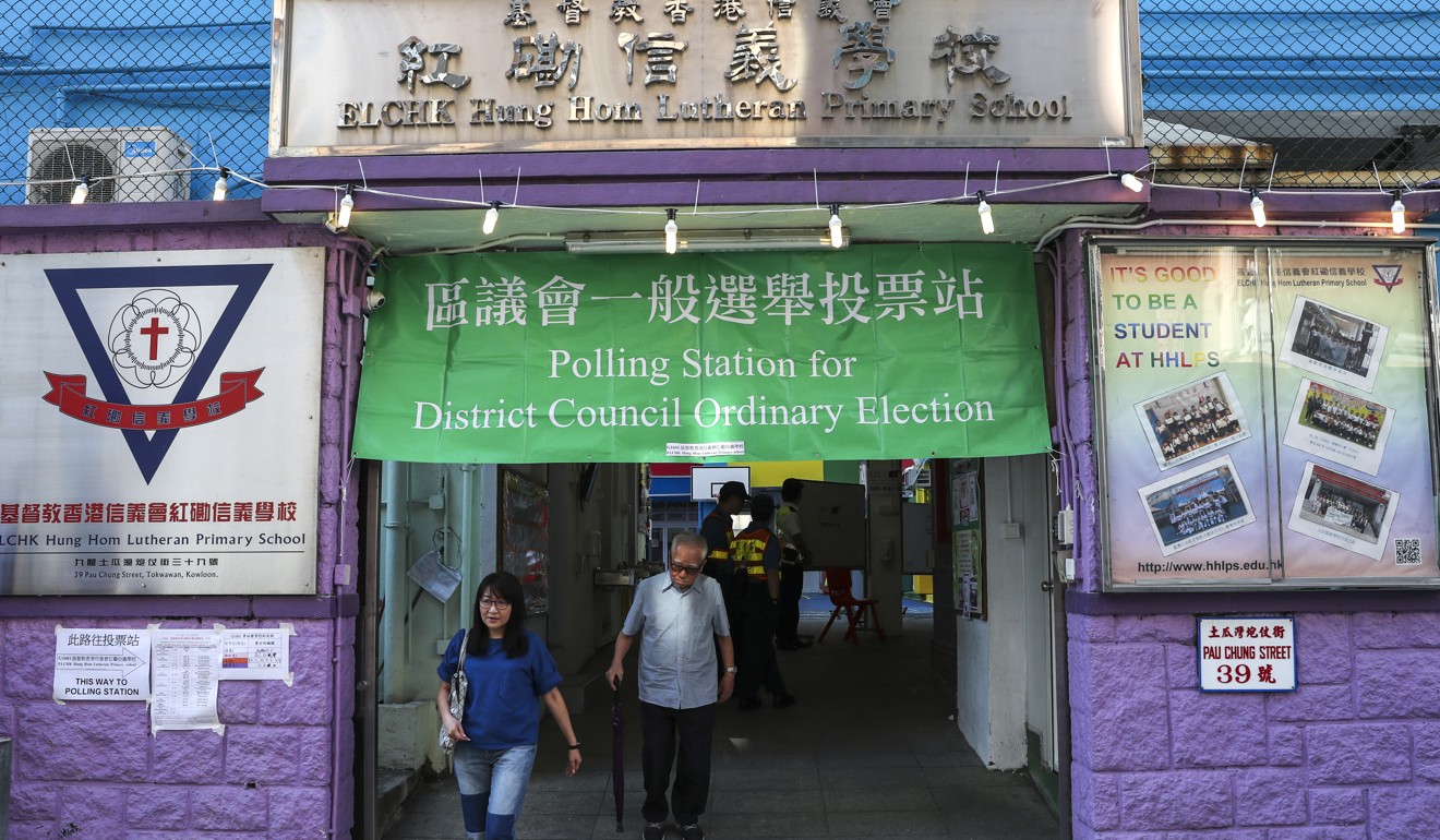 Voters at the district council elections in To Kwa Wan. Photo: Sam Tsang