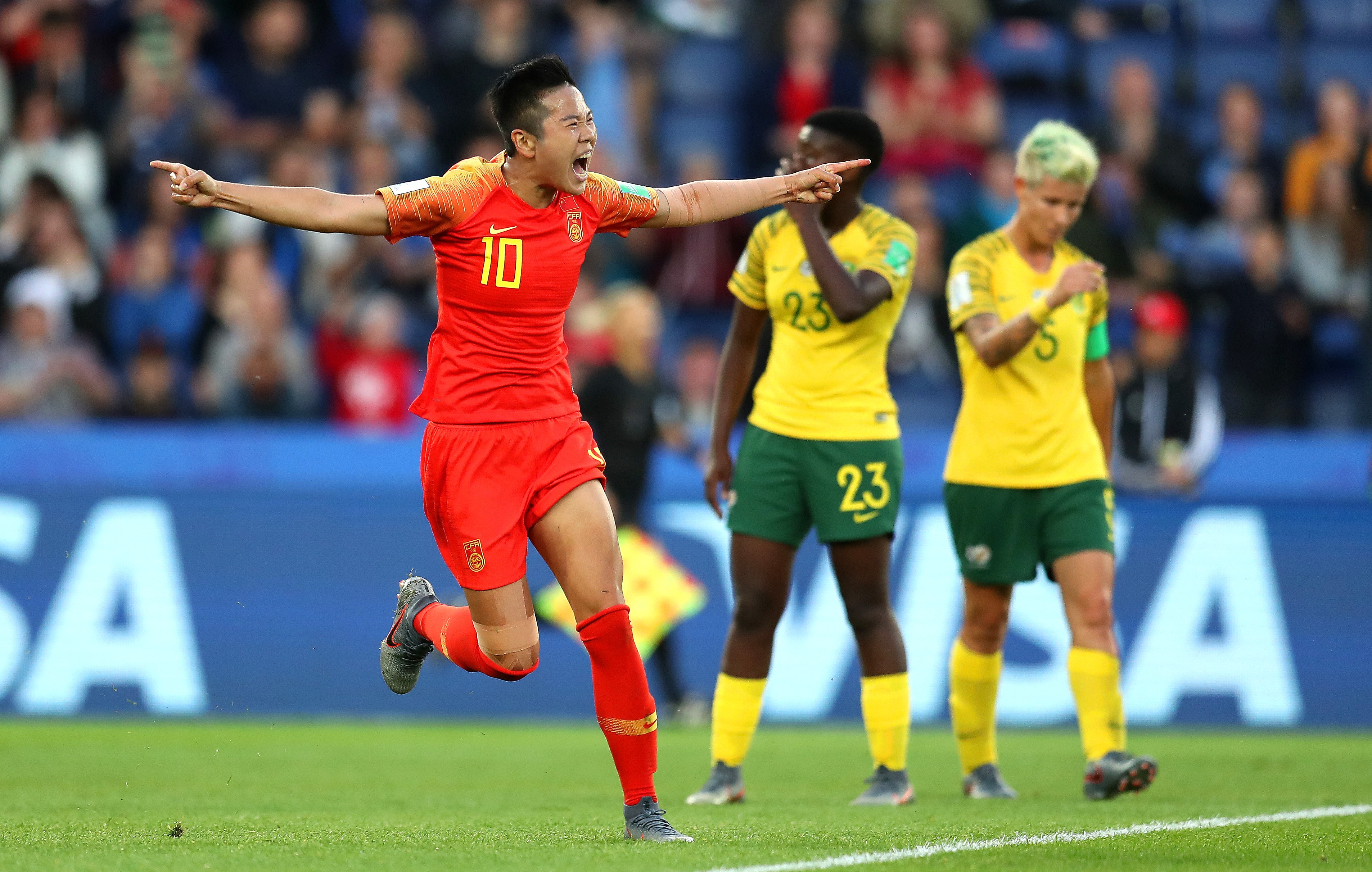 Li Ying celebrates after scoring against South Africa at the 2019 Fifa Women’s World Cup in France. Photo: Fifa via Getty Images.