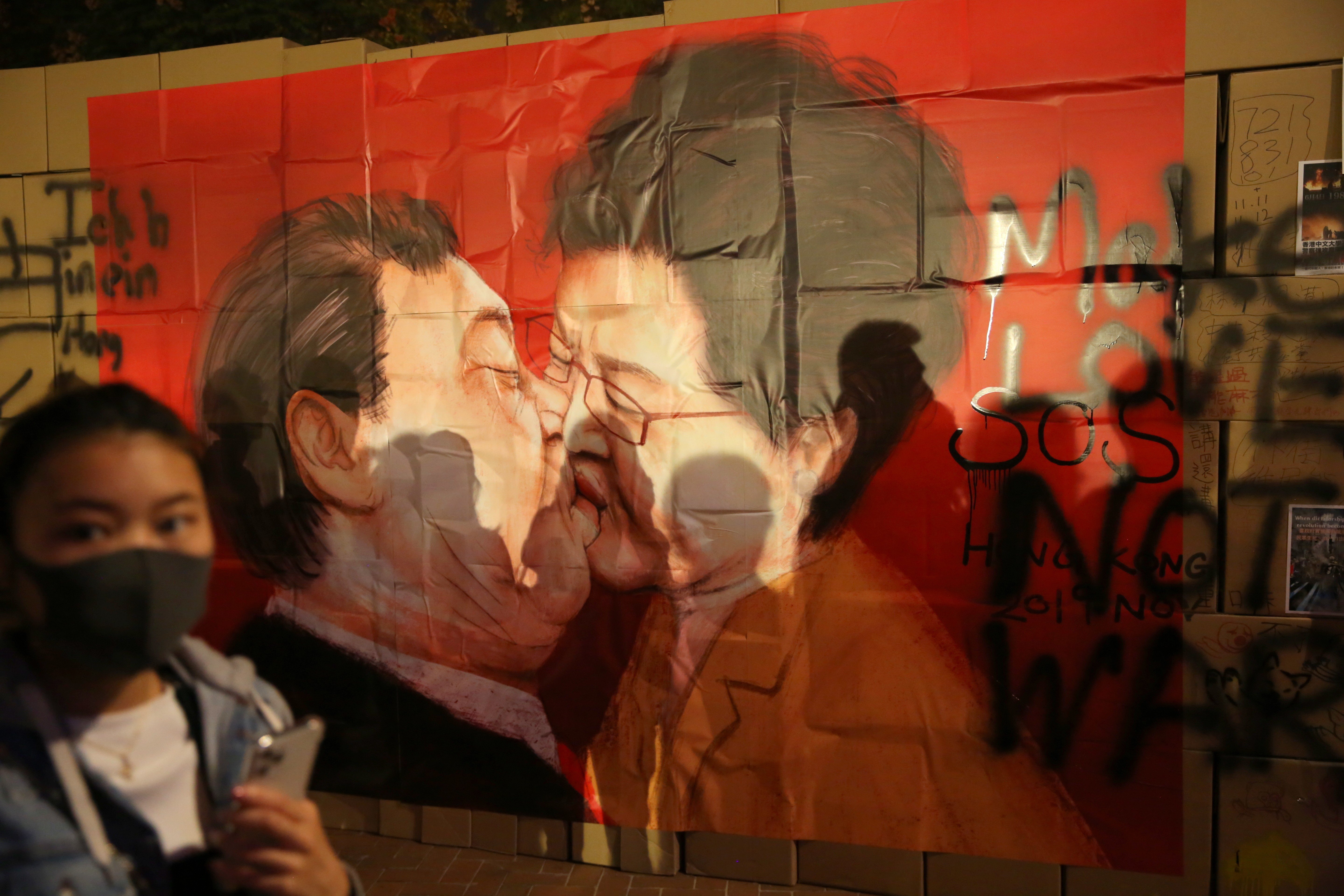 Protest art at Edinburgh Place in Central, Hong Kong, on November 17. Hongkongers want the city’s leaders to be more representative and more accountable to them, rather than simply to Beijing. Photo: Bloomberg