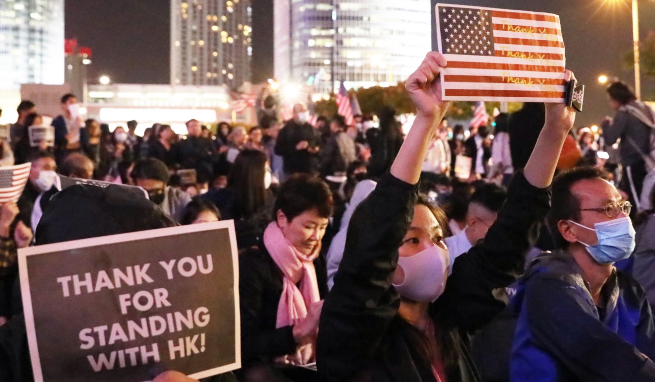 The protesters hoped other countries, especially Britain and Canada, would also pass legislation to safeguard Hong Kong’s autonomy.Photo: K.Y. Cheng