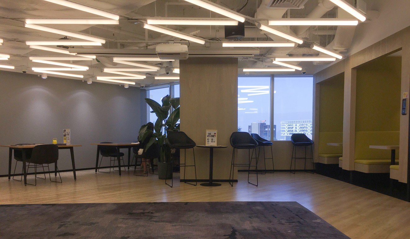 Kr Space’s co-working office in Times Square was empty on Friday. Photo: Snow Xia