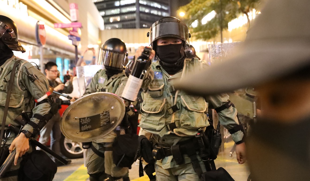 Brief confrontations took place between police and the protesters during the rally. Photo: K. Y. Cheng