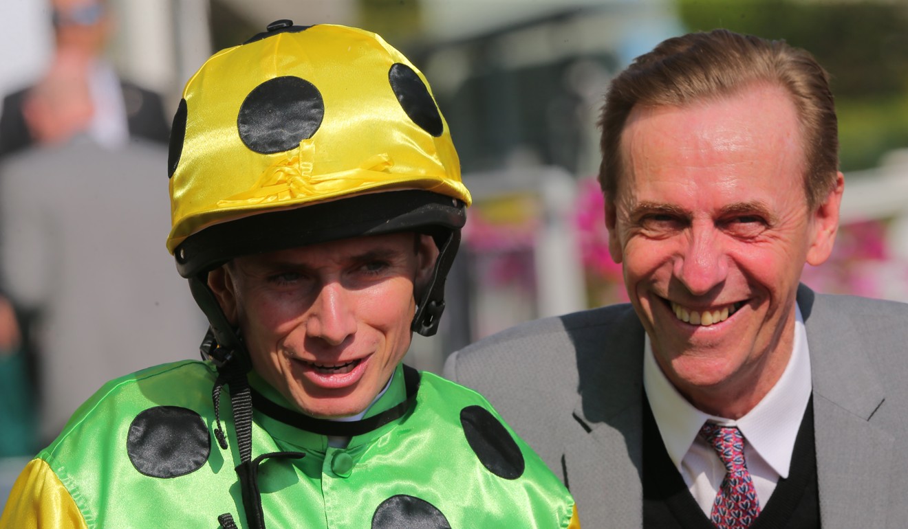 Ryan Moore with trainer John Size.