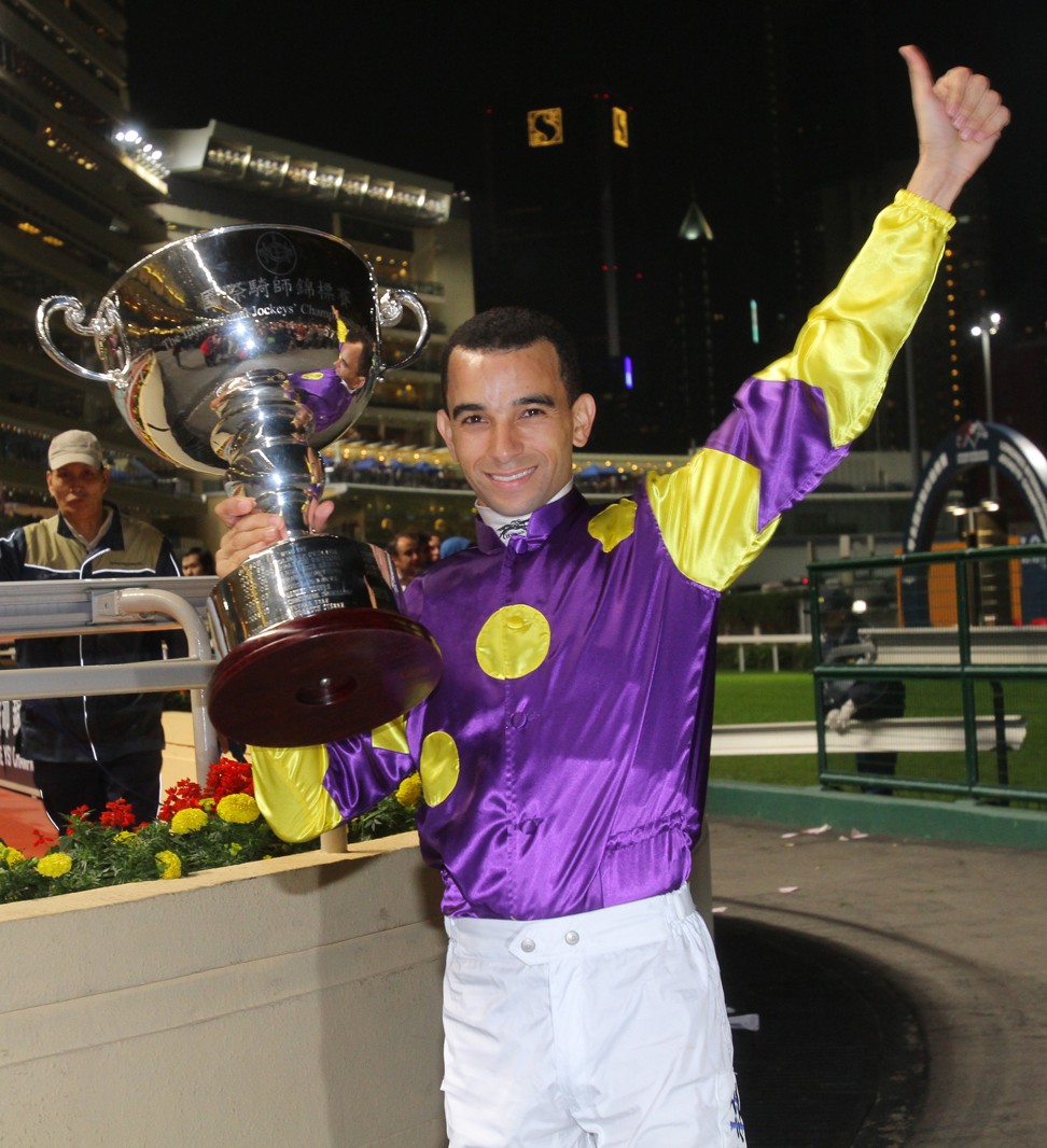 Joao Moreira celebrates his win in the 2012 IJC.