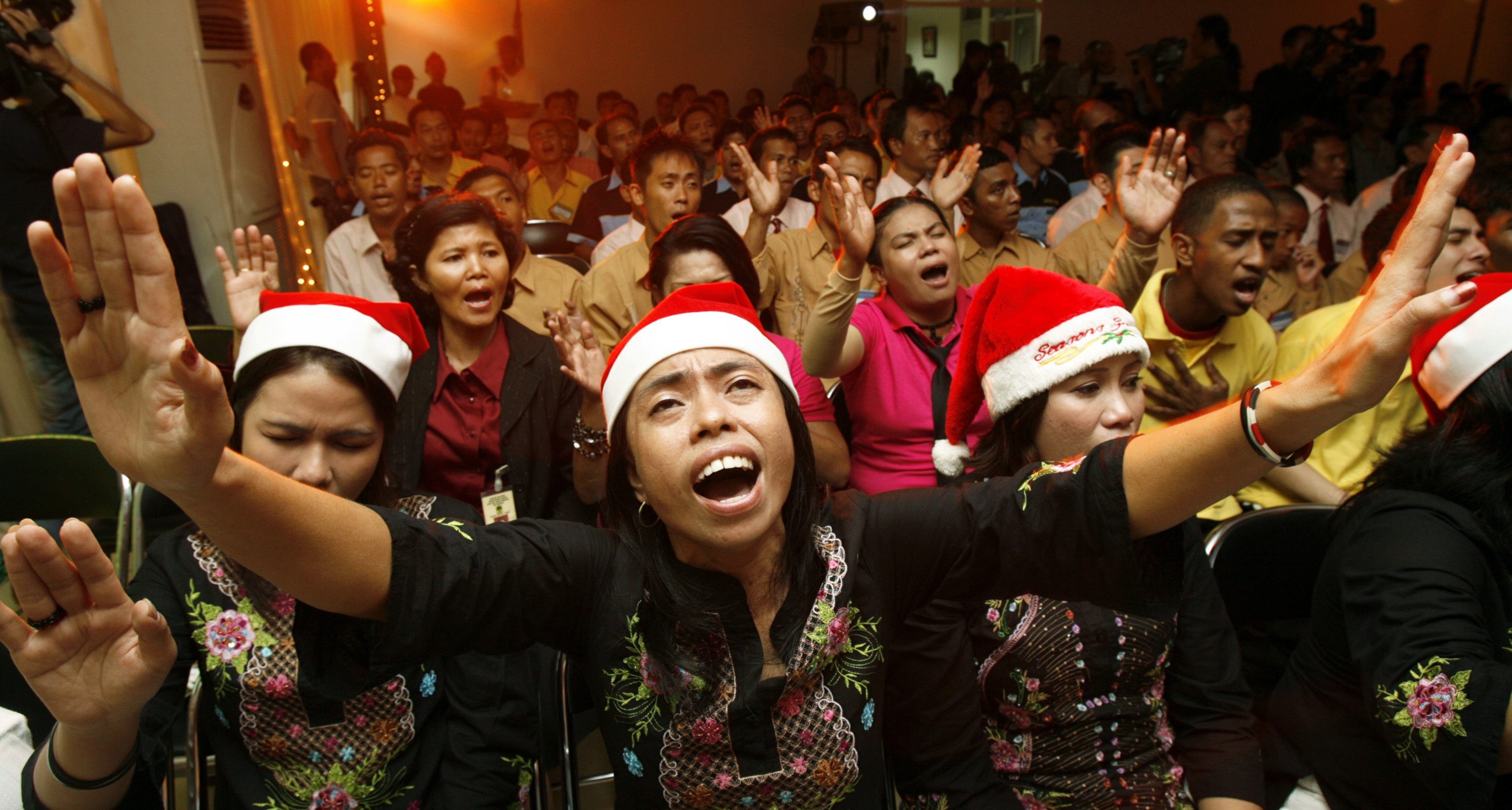 Christians in Jakarta jail attend a Christmas celebration. Photo: Reuters
