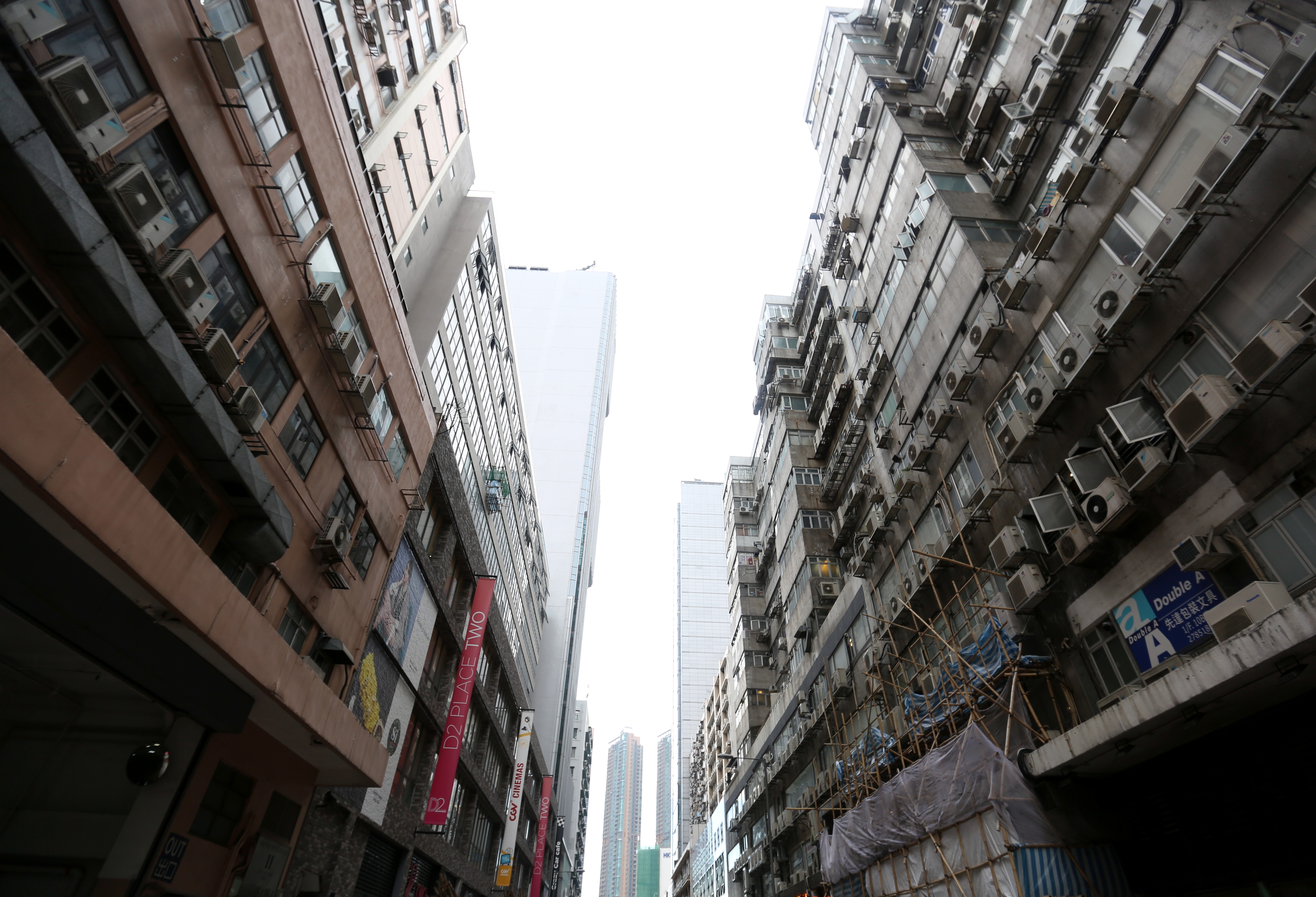 A typical facade of Hong Kong where commercial and residential units coexist in these Lai Chi Kok buildings in 2018. Photo: Xiaomei Chen