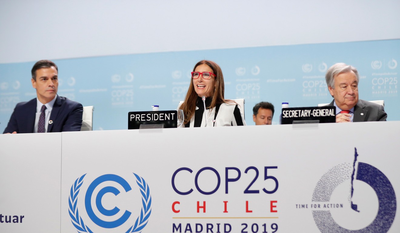 Spanish Prime Minister Pedro Sanchez, Chilean Environment Minister and COP25 president Carolina Schmidt (C) and UN Secretary General Antonio Guterres attend the opening ceremony of the COP25 climate summit held in Madrid. Photo: EPA-EFE