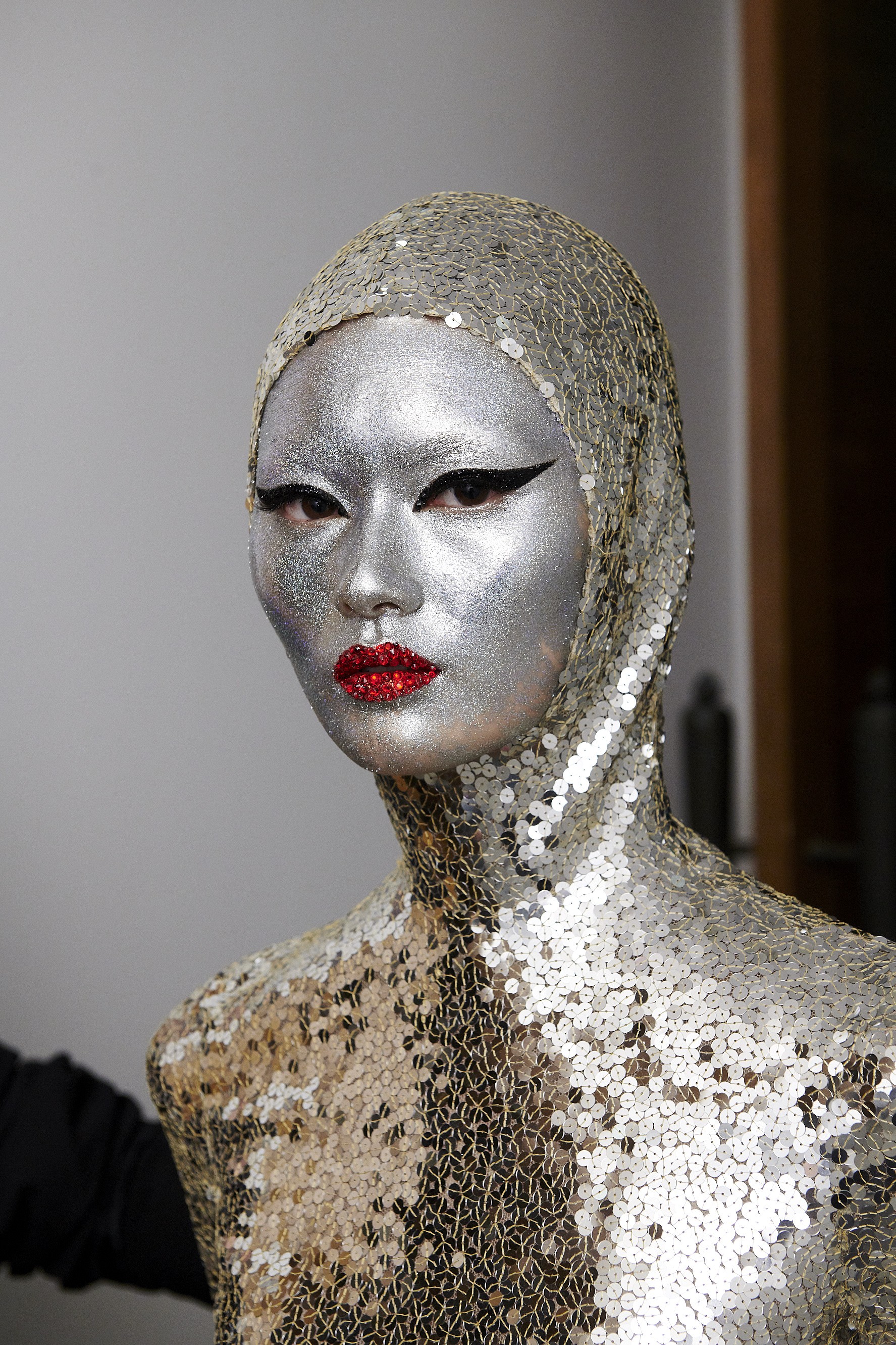 A glitter-heavy make-up look created by Pat McGrath for Valentino's haute couture show in Beijing, in November.