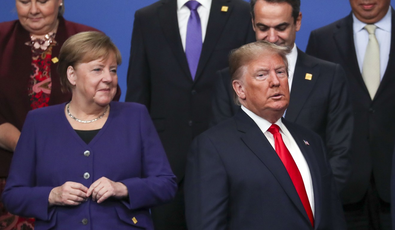 German Chancellor Angela Merkel and US President Donald Trump at the Nato summit. Photo: DPA