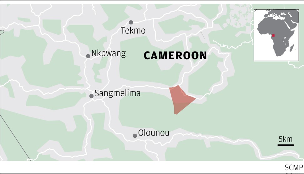 A map showing the location of Meyomessala in Cameroon