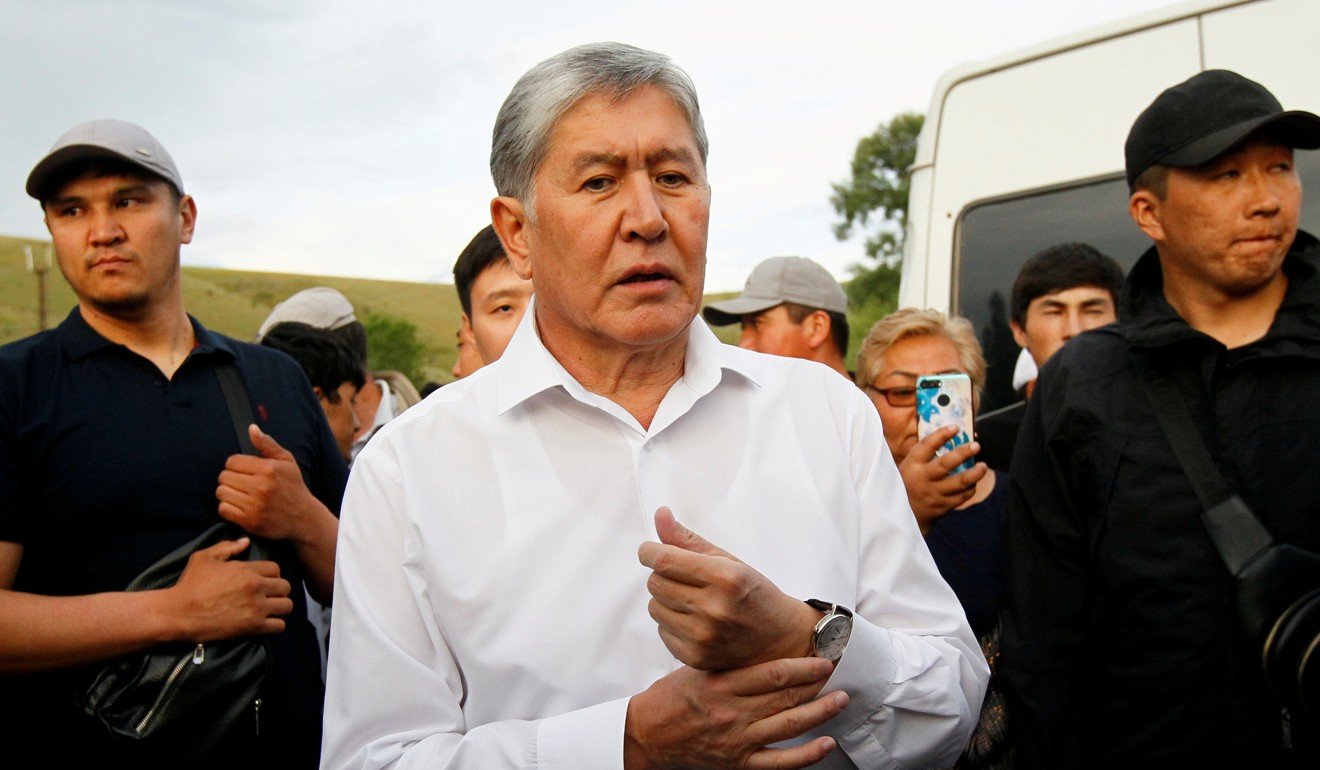 Former Kyrgyzstan president Almazbek Atambayev and supporters attend a meeting with journalists in the village of Koy-Tash near Bishkek, Kyrgyzstan, in June. Photo: Reuters