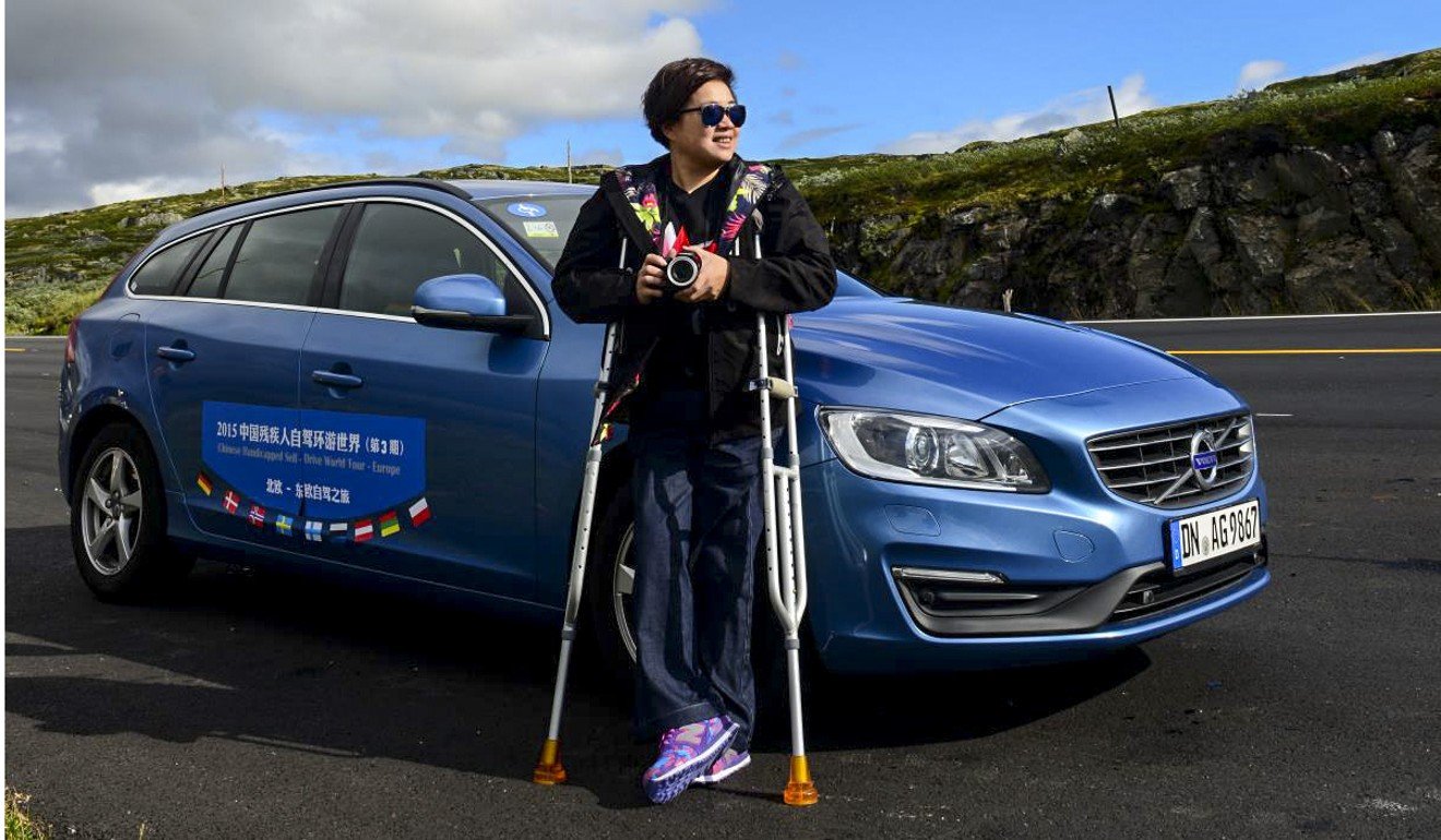 Yu drives a modified car, using her hands to manipulate the accelerator and brake. Photo: Yu Lina