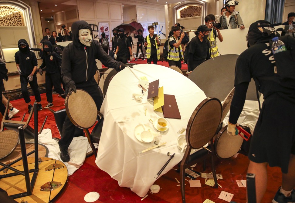 Maxim's Palace restaurant at New Town Plaza in Sha Tin was vandalised by anti-government protesters on 10 November 2019, after the daughter of the holding company’s founder said she had lost hope in Hong Kong’s younger generation. Photo: Winson Wong