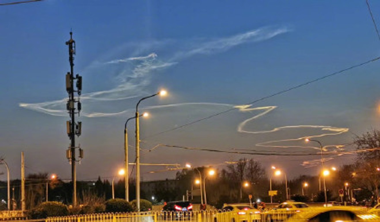 The vapour trail resembled one from a possible missile test earlier this year. Photo: Handout