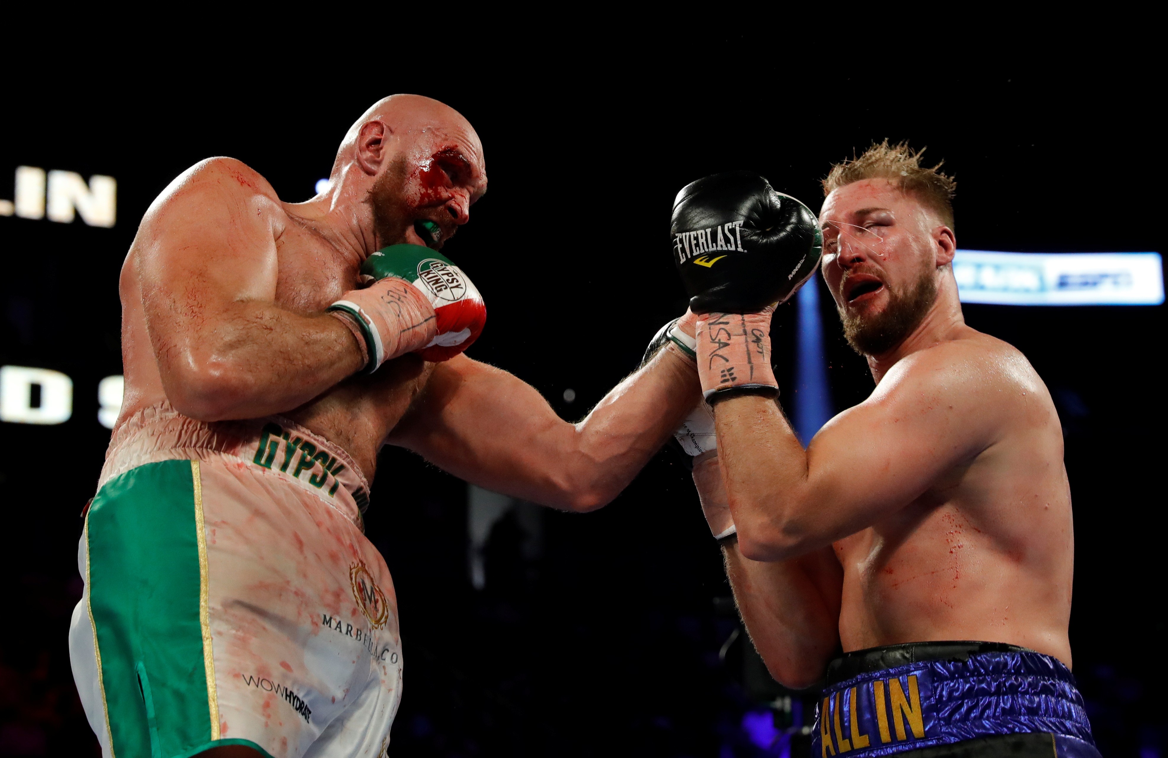 Tyson Fury in action with Otto Wallin. Photo: Reuters