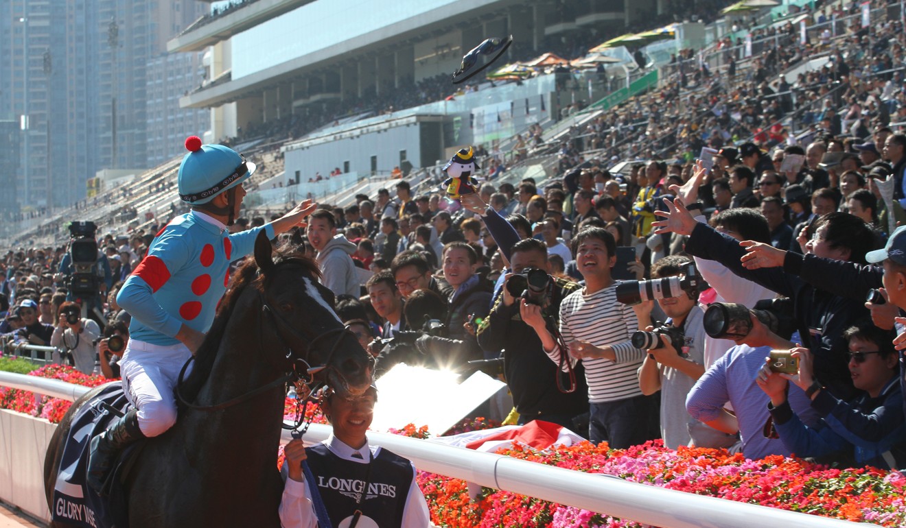 Joao Moreira celebrates with the crowd.