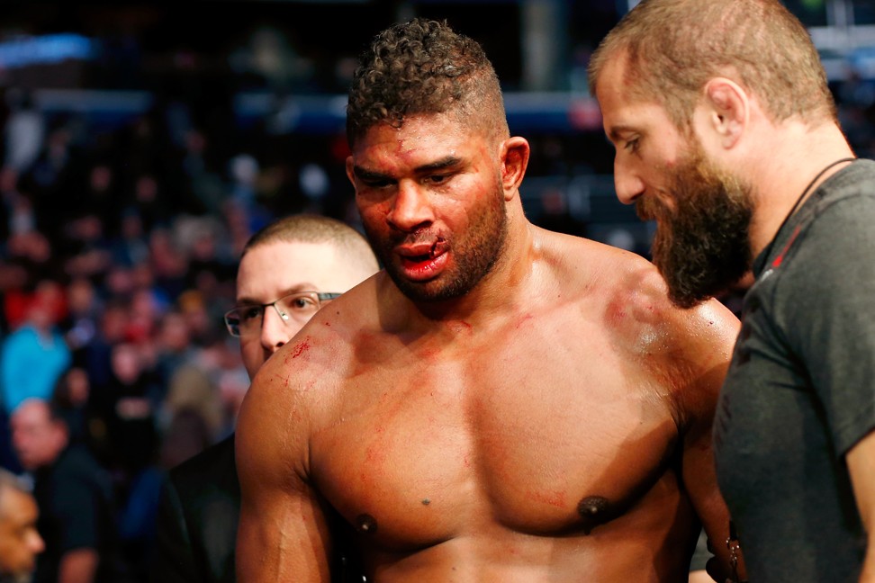 Alistair Overeem walks to the back after his loss to Jairzinho Rozenstruik.