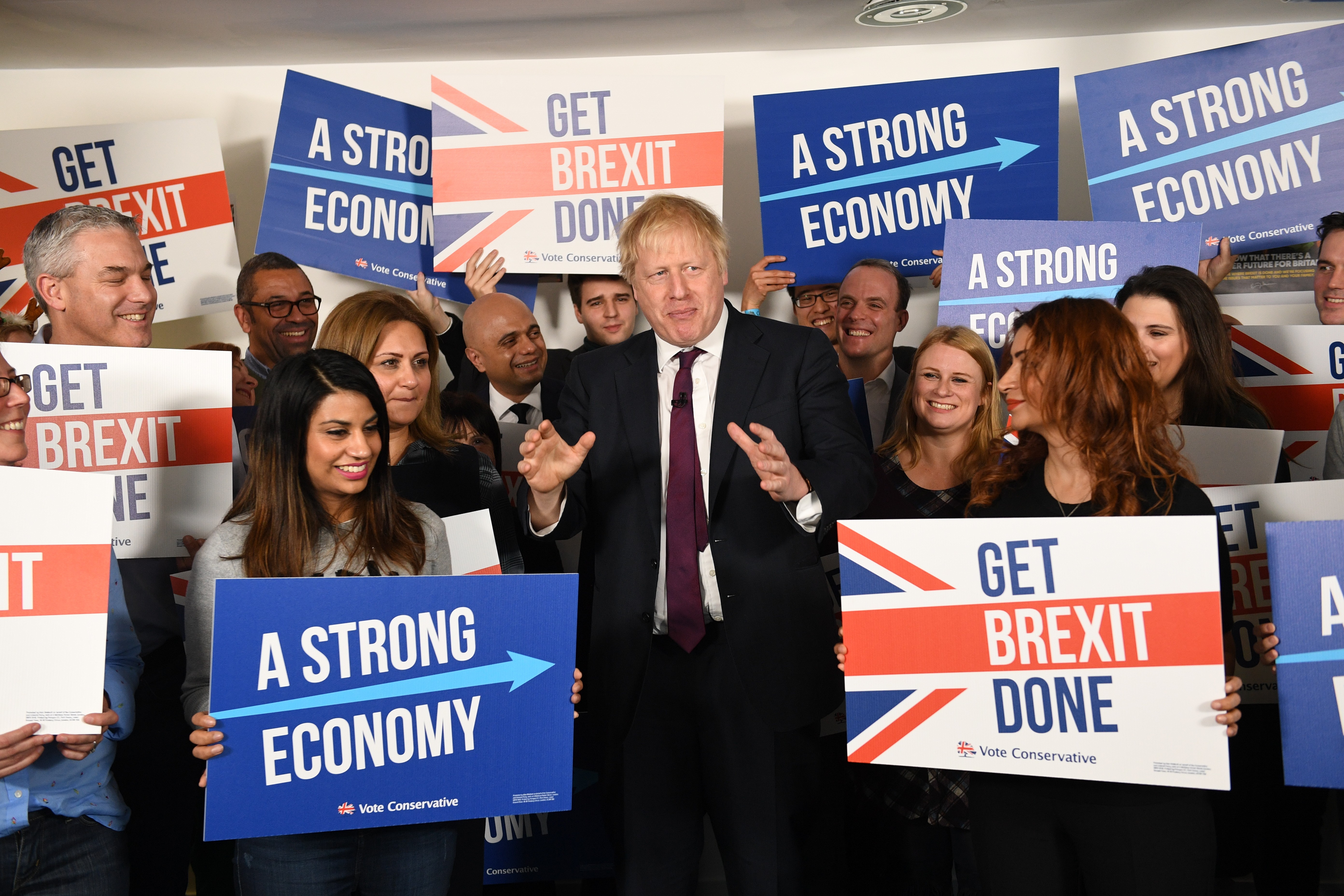 UK Prime Minister Boris Johnson speaks at the Conservative Campaign Headquarters Call Centre. Photo: dpa