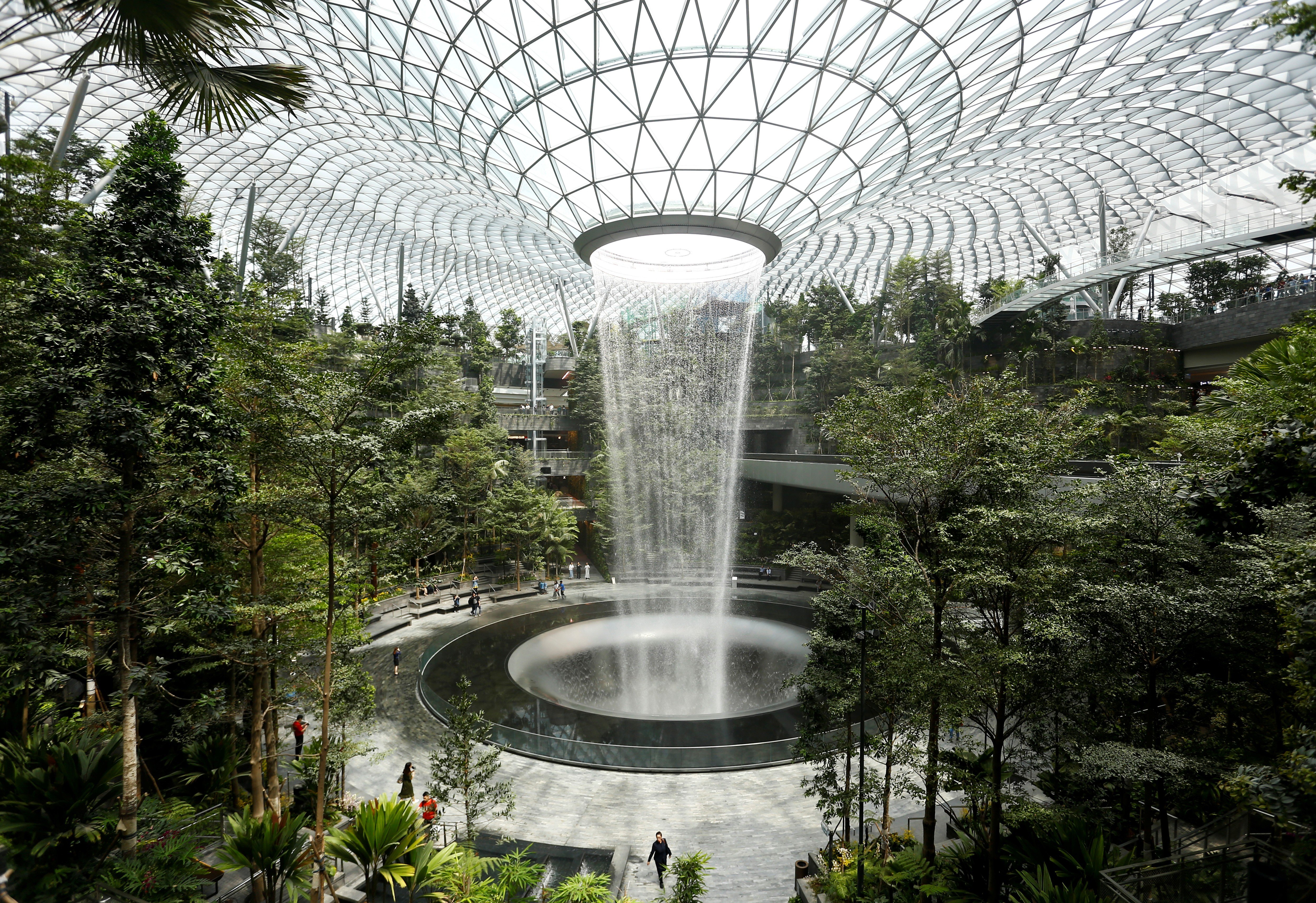 The 40-metre high Rain Vortex at Jewel Changi Airport in Singapore. Photo: Reuters