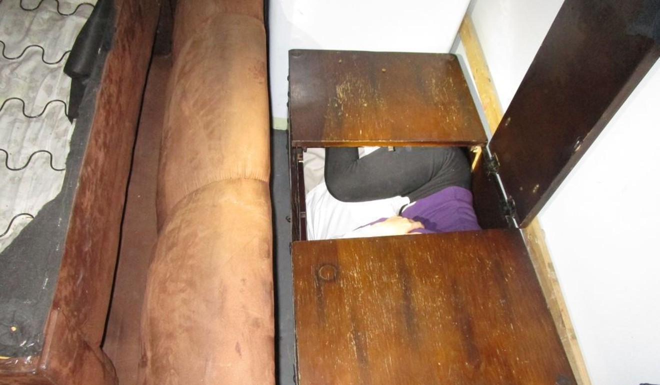 One of the Chinese nationals was found hidden inside a large wooden chest. Photo: US Customs and Border Protection