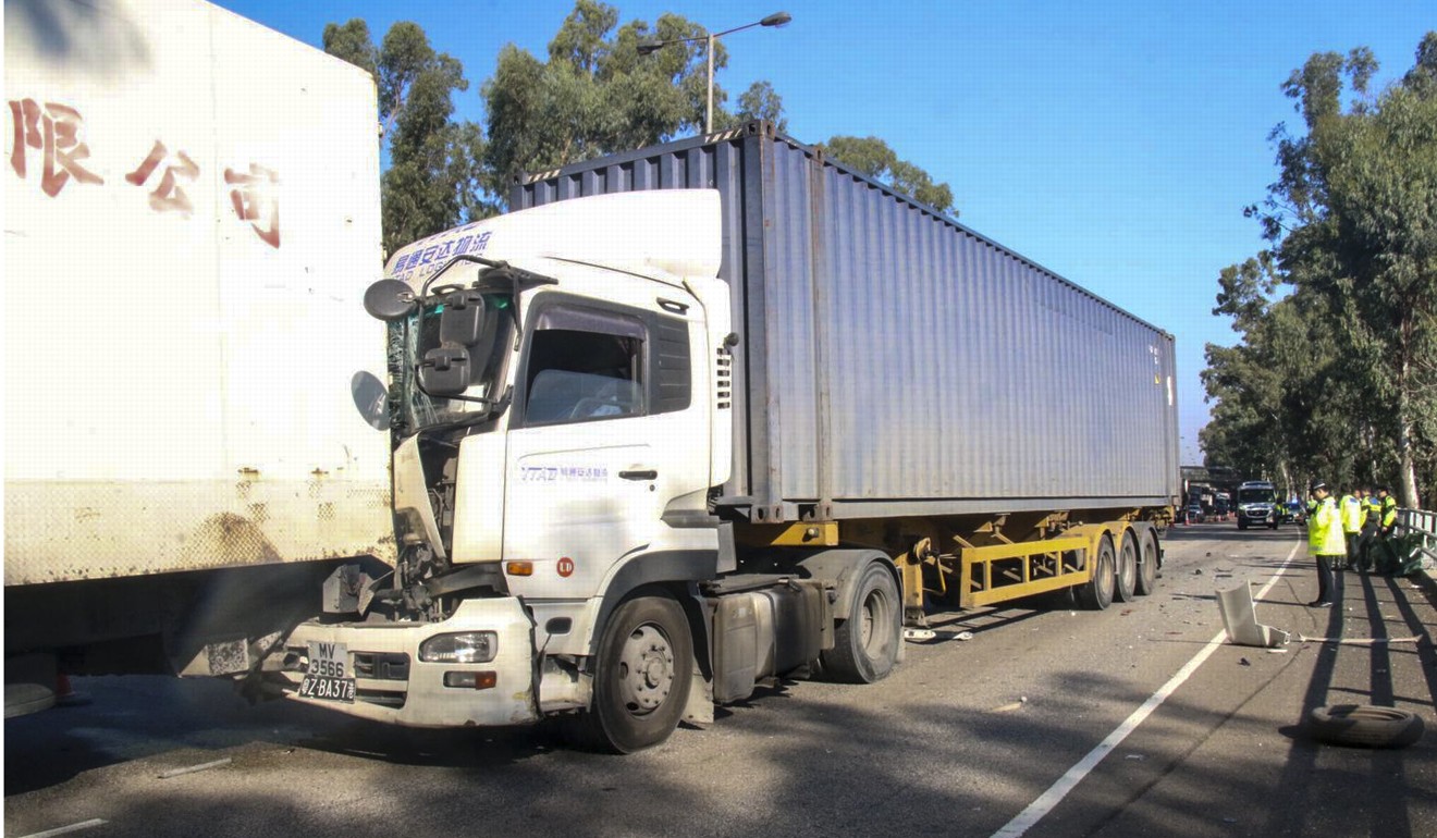 The second truck rammed into the back of the first one. Photo: Handout