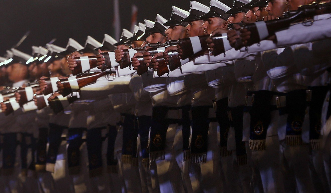 Indian navy sailors participate in a parade during Naval Day celebrations in 2013. New Delhi has steadily built up its naval capabilities in recent years, spurred by its rivalry with neighbouring China. Photo: AP