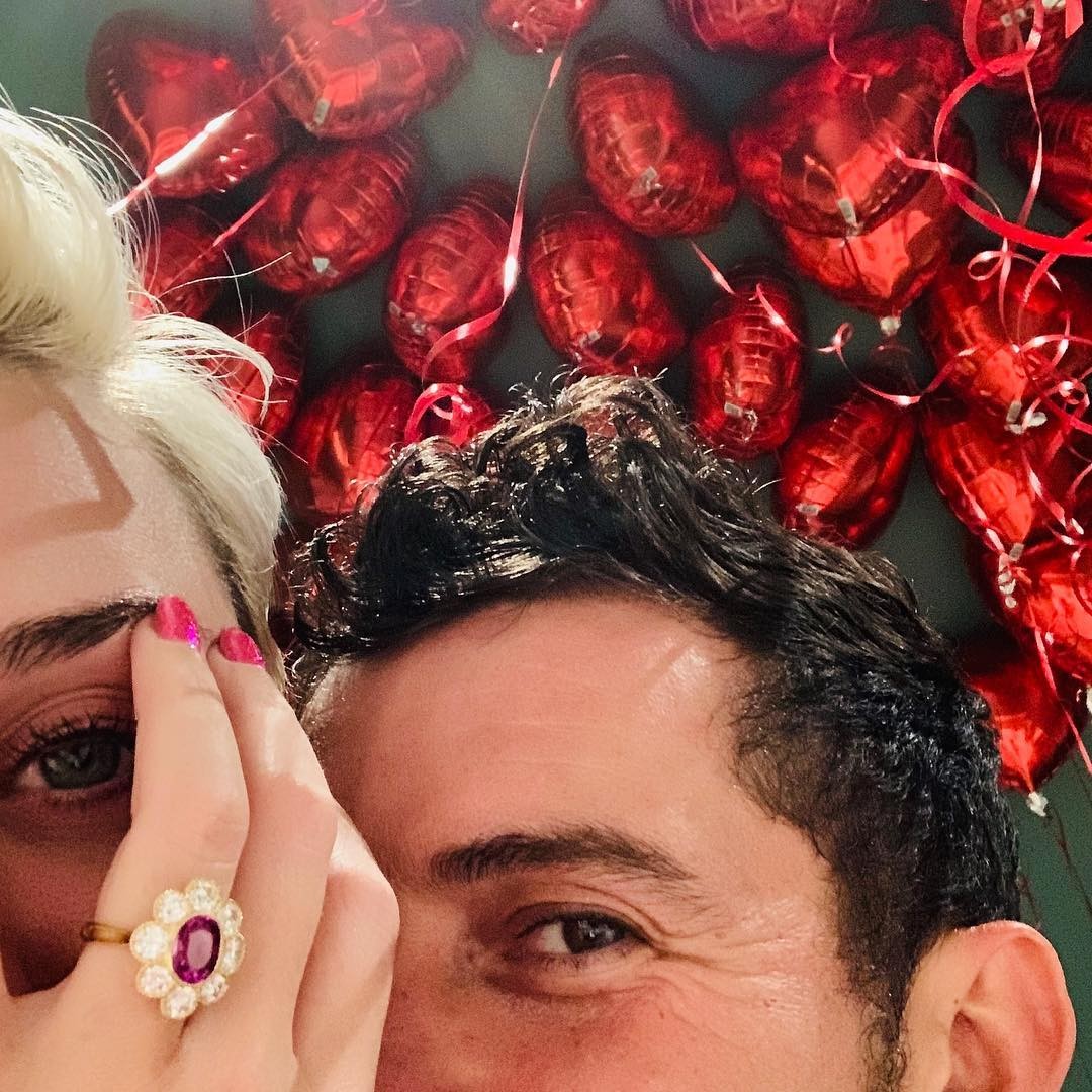 Katy Perry and Orlando Bloom are one of many celebrity couples who got engaged this year, including Jennifer Lopez and Alex Rodriguez. Photo: Instagram
