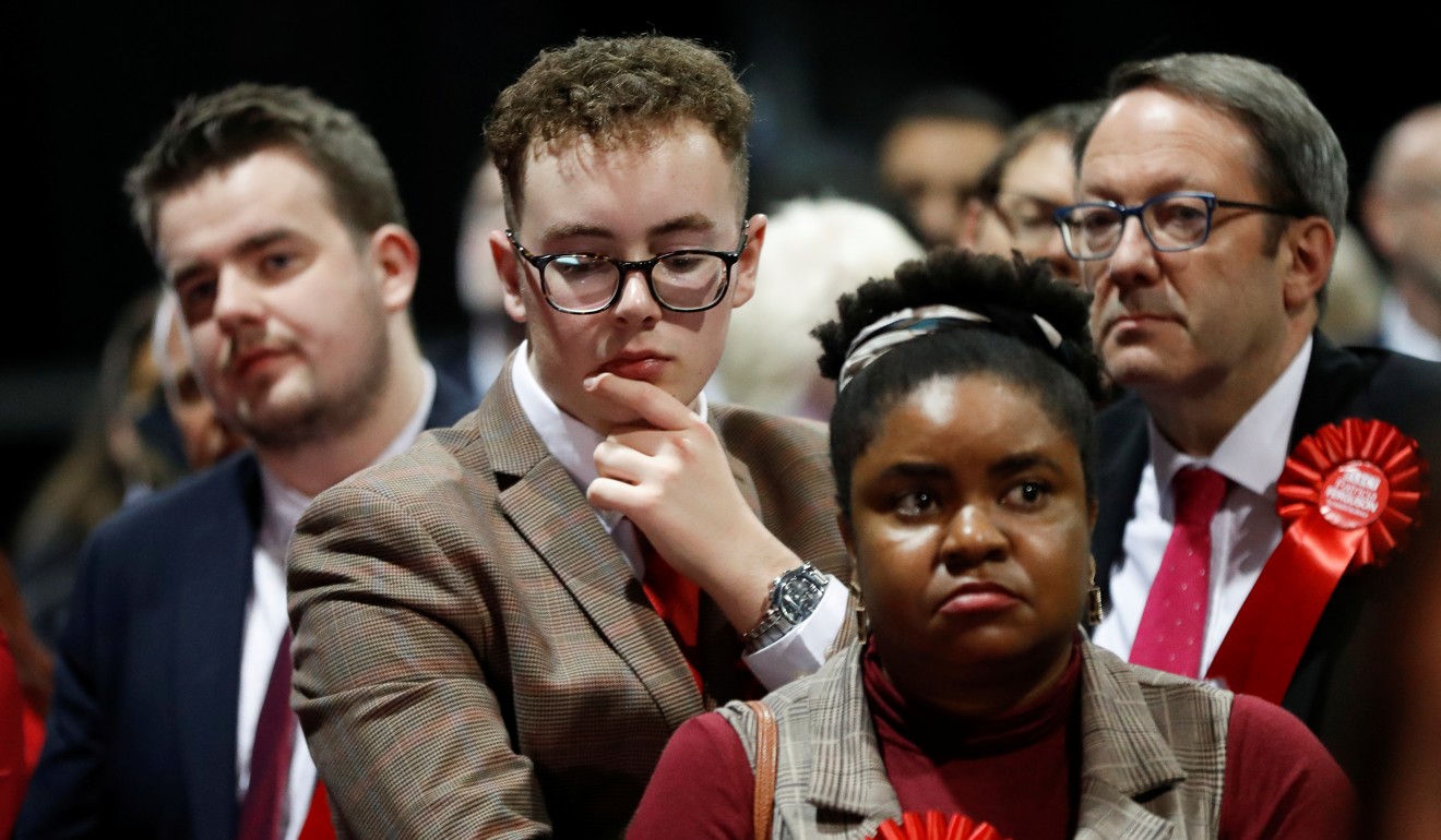 Labour supporters react to the election result in Glasgow. Photo: Reuters